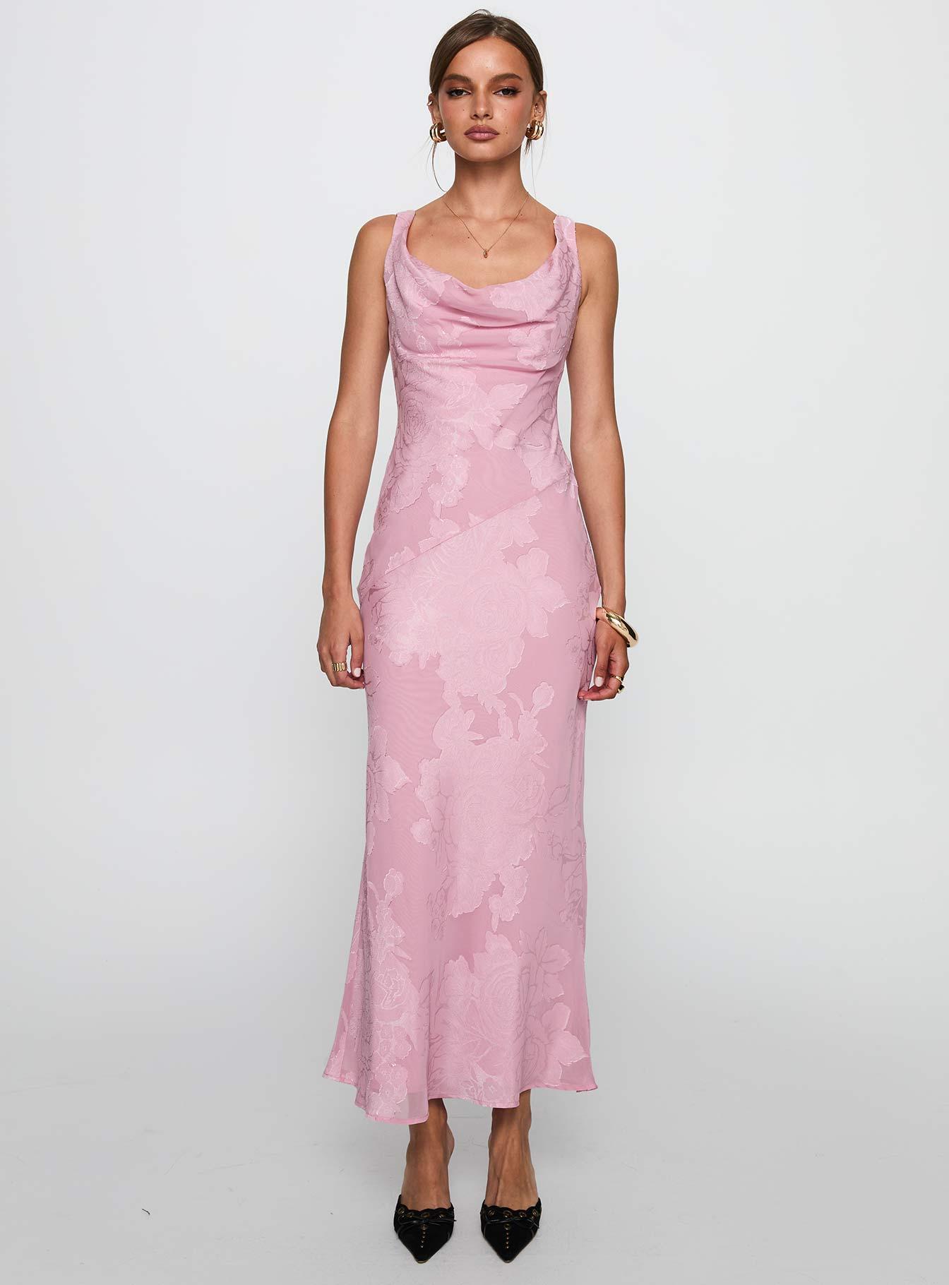 Brietta Cowl Maxi Dress Pink Product Image