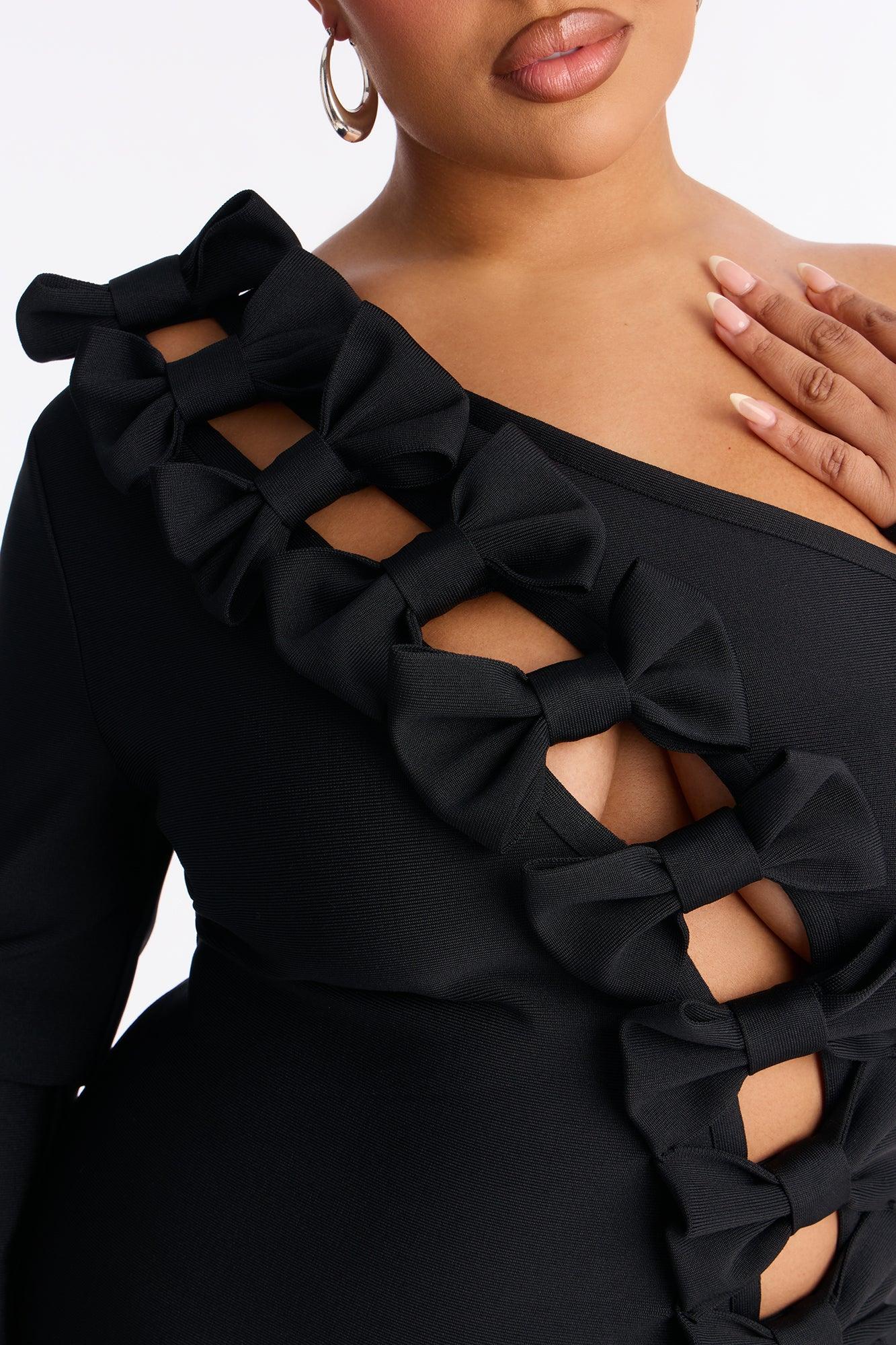 Bonnie Bow Bandage Mini Dress - Black Female Product Image