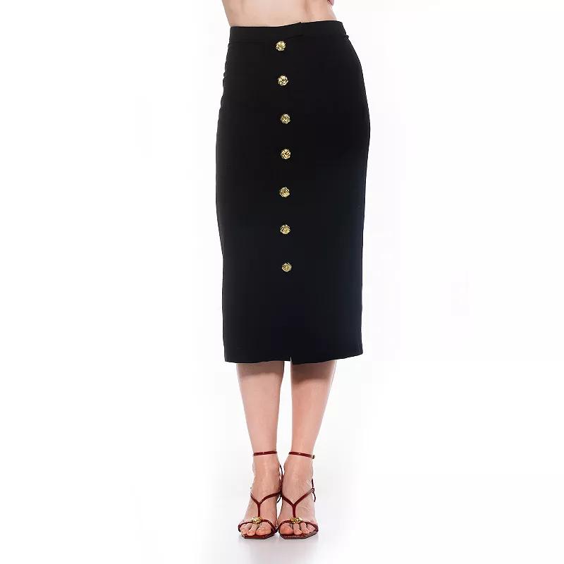 Women's ALEXIA ADMOR Front Button Down Midi Linen Skirt,  Product Image