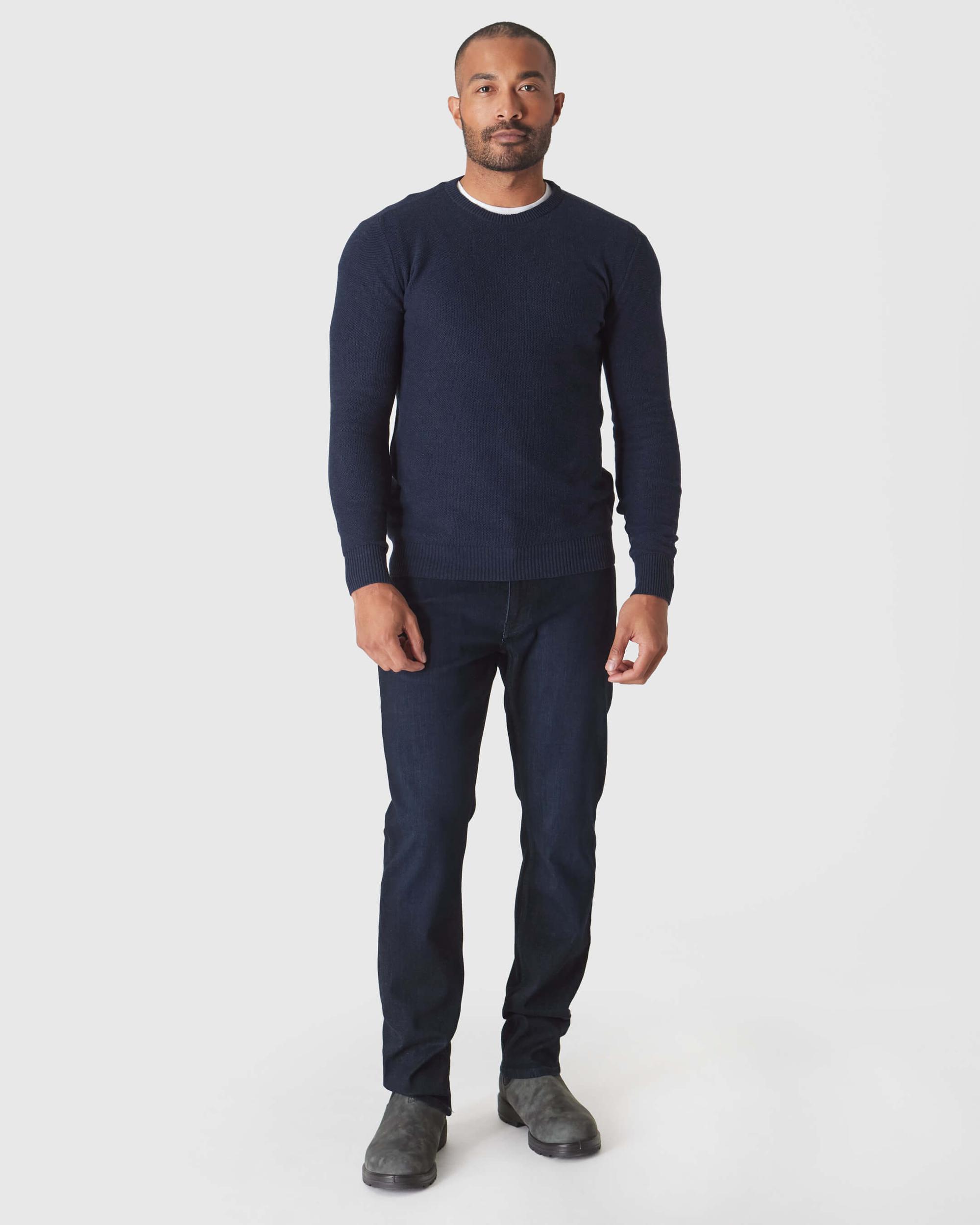 Heather Navy Pique Crew Sweater Product Image