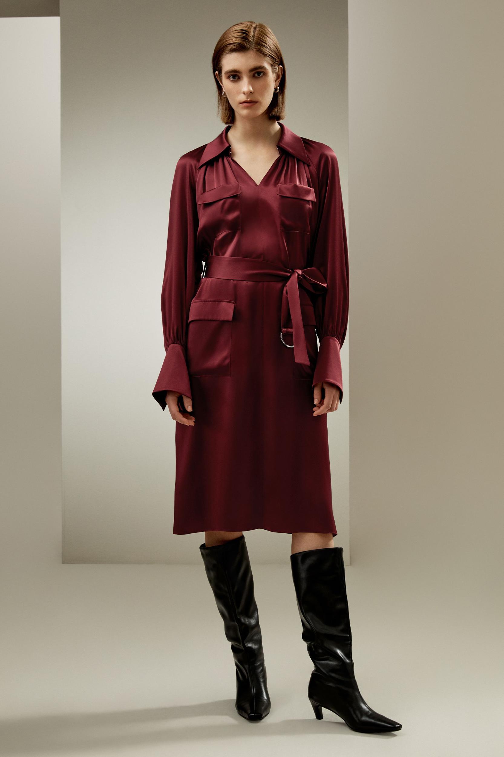 LILYSILK Silk Jacket Long - for Women - Barbados Cherry Soft Silk - Wardrobe Classic Shirt-Style V-Neck Coat XS Product Image