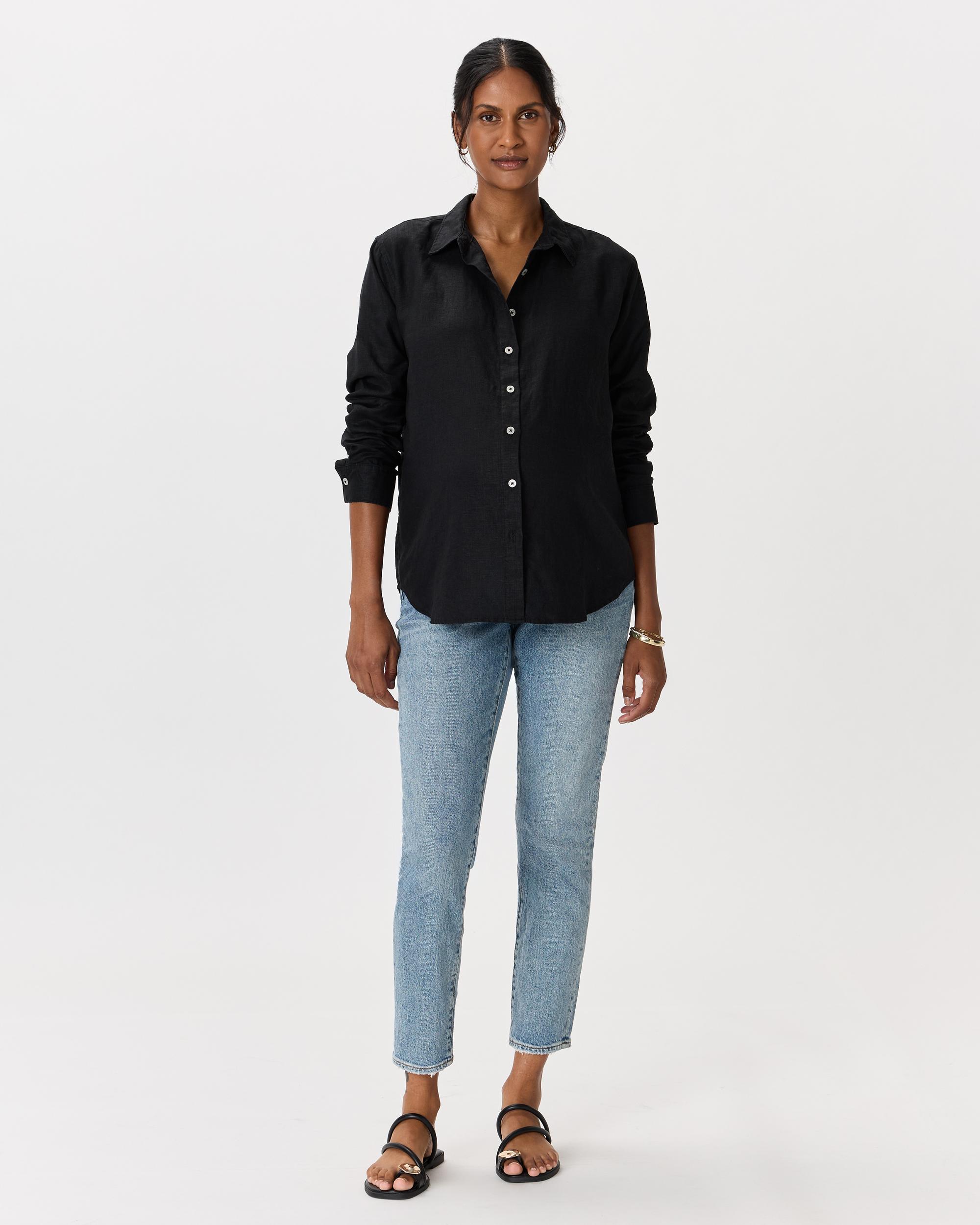 Quince | Women's 100% European Linen Maternity Long Sleeve Shirt Product Image
