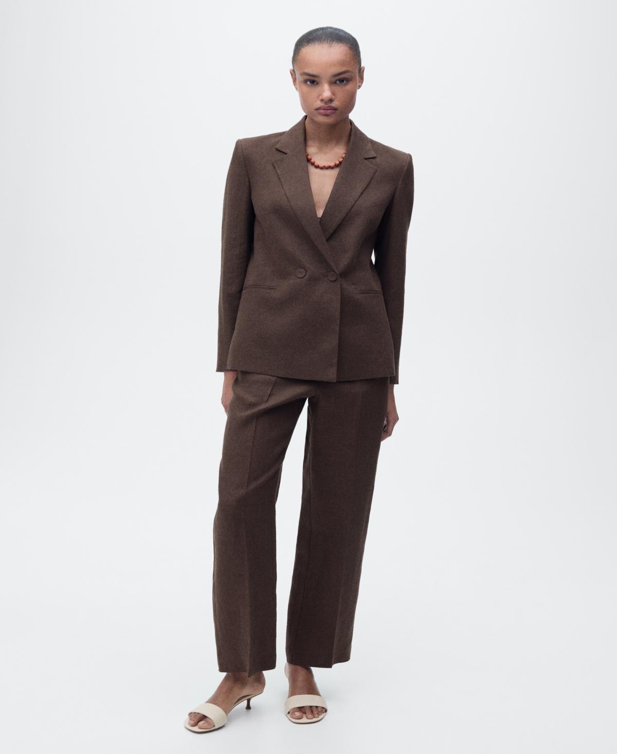 Straight-fit linen suit pants - Women | MANGO USA Product Image