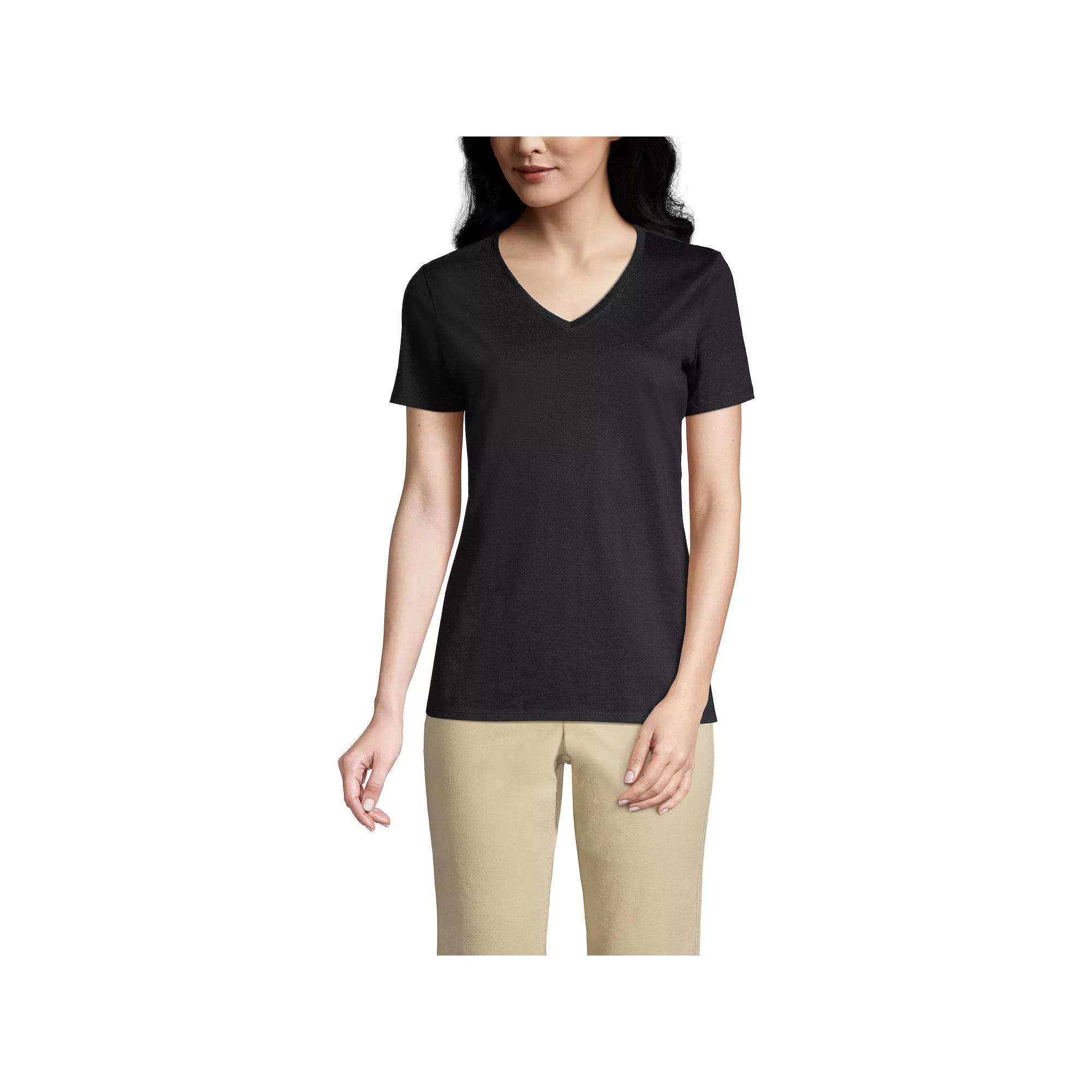 Petite Lands' End Relaxed-Fit Supima Cotton V-Neck Tee, Women's,  Product Image