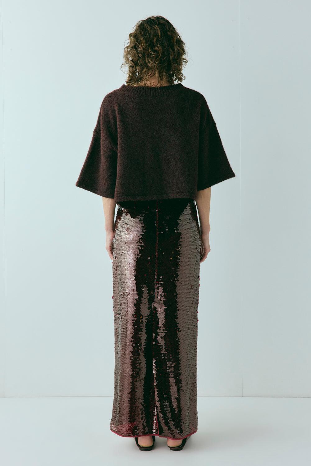 Devyn Sequin Midi Skirt Wine Product Image