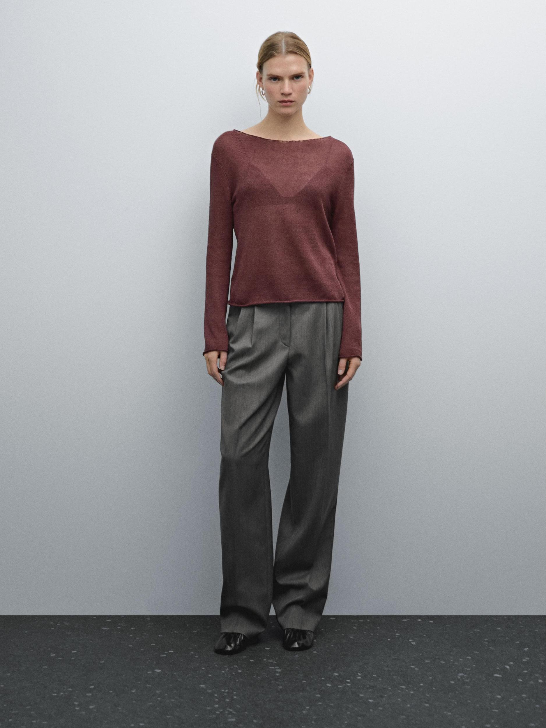 Openwork knitted jumper linen blend Product Image