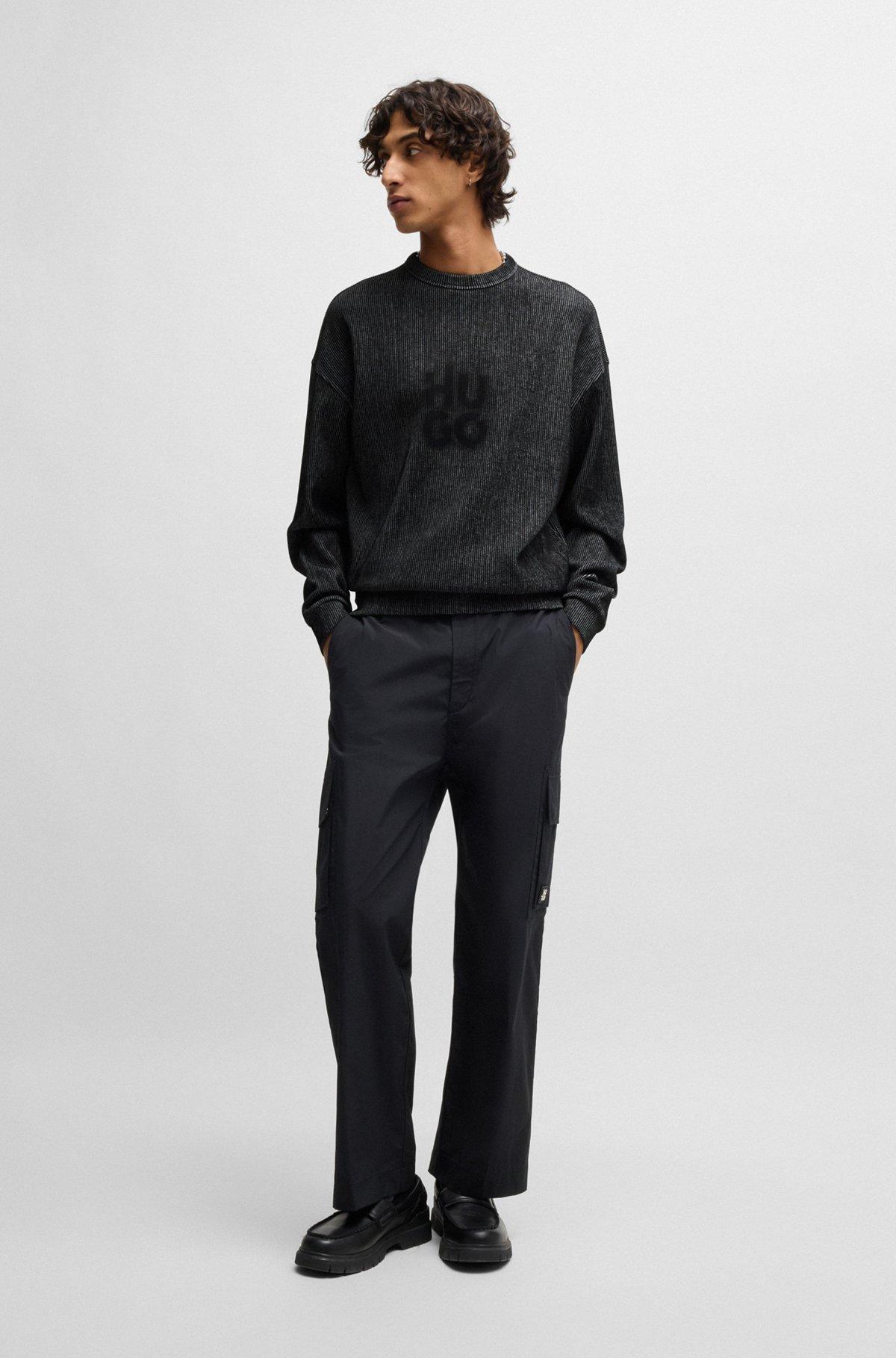 Ribbed sweatshirt with stacked smoke logo print Product Image