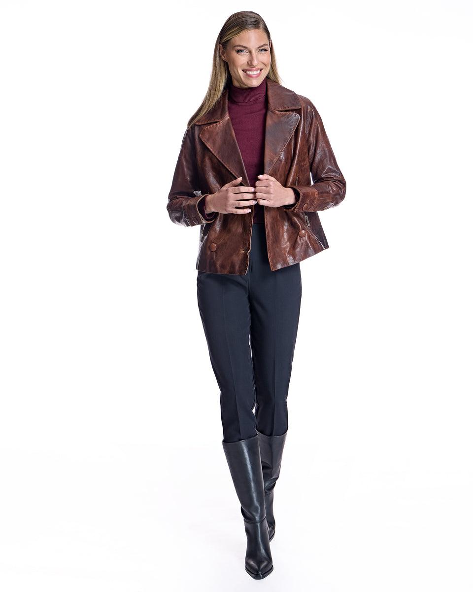 Distressed Leather Jacket Product Image