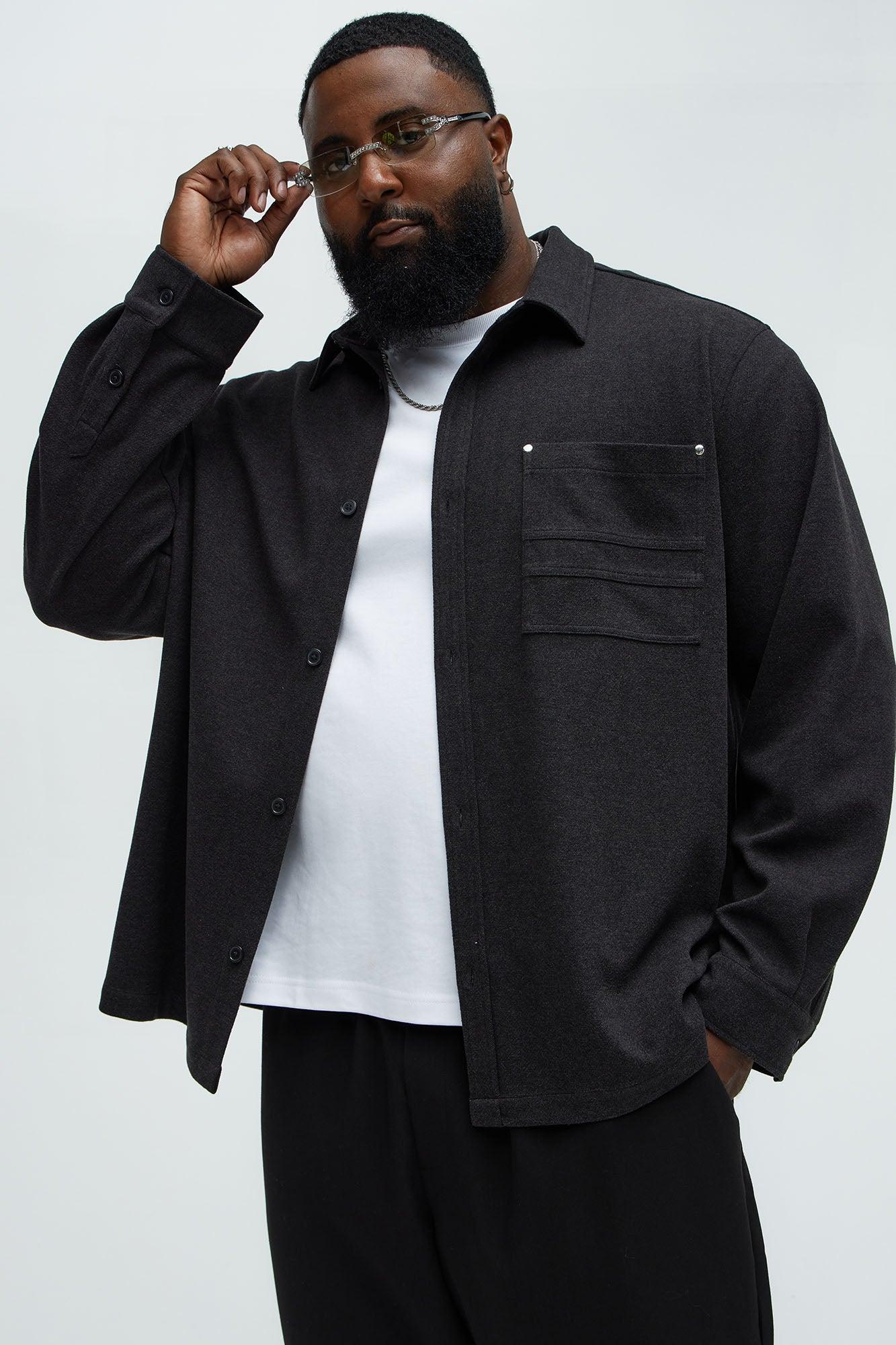 Fargo Wool Like Button Up Shirt - Black Product Image