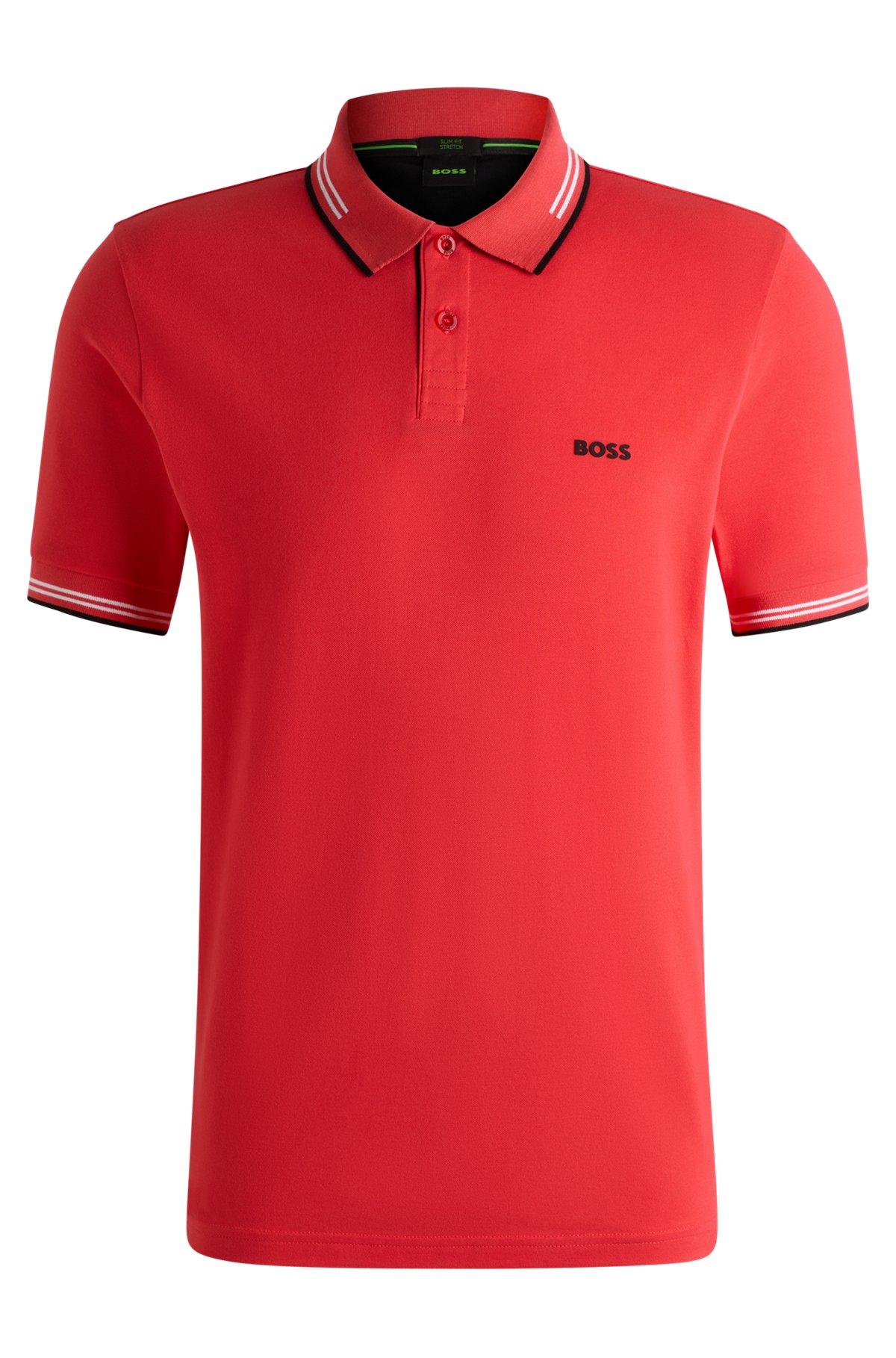 Stretch-cotton slim-fit polo shirt with branding Product Image
