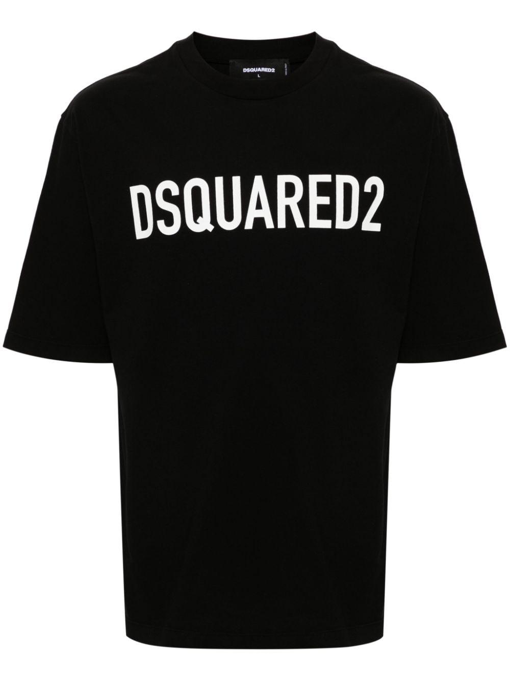 DSQUARED2 Mens Black Brand-print Crewneck Regular-fit Cotton-jersey T-shirt Product Image