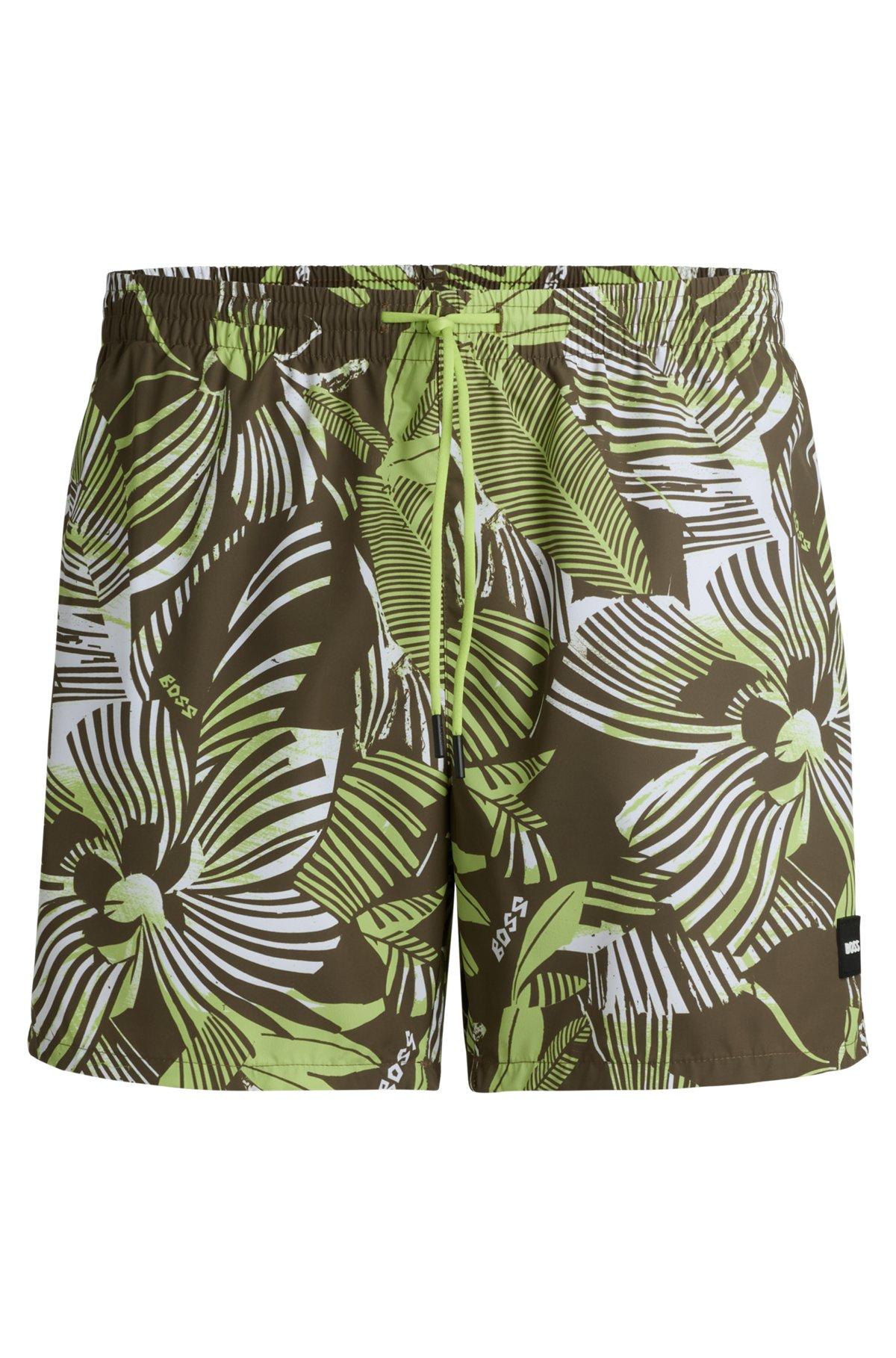 BOSS - Fully lined swim shorts with seasonal print - Green Product Image