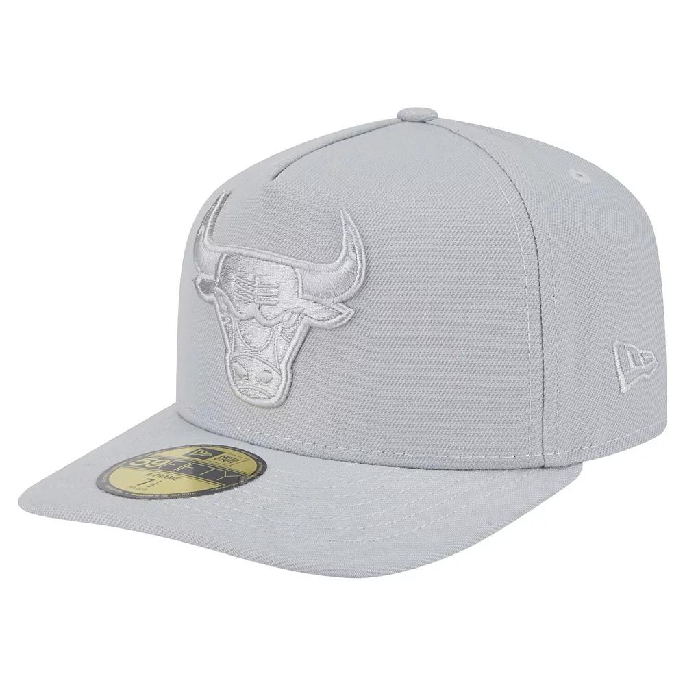Men's New Era  Gray Chicago Bulls Colorpack A-Frame Pinch Front 59FIFTY Fitted Hat, Size: 7 1/8, Grey Product Image