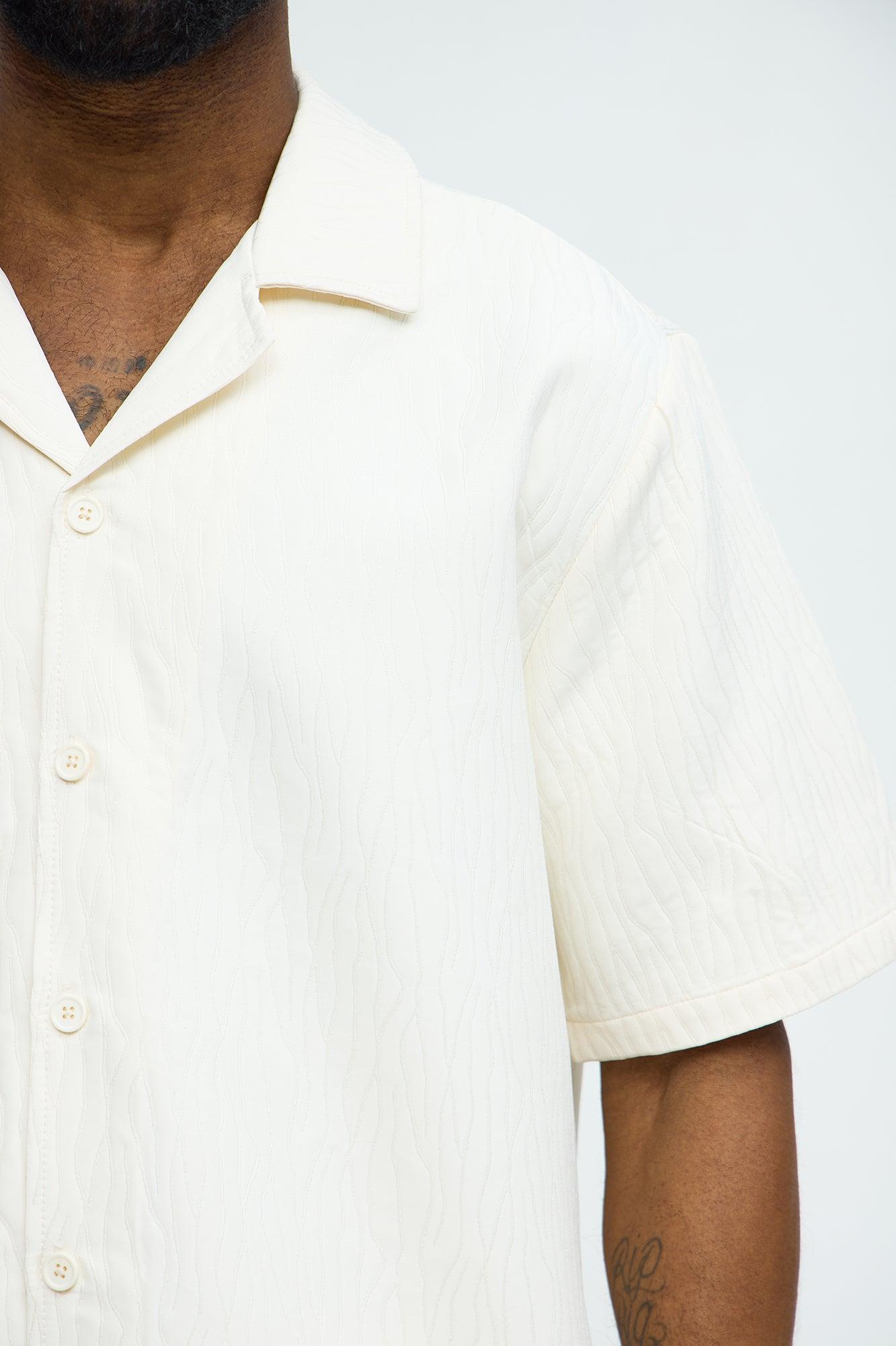 Tonal Tracks Jacquard Shirt - Off White Product Image