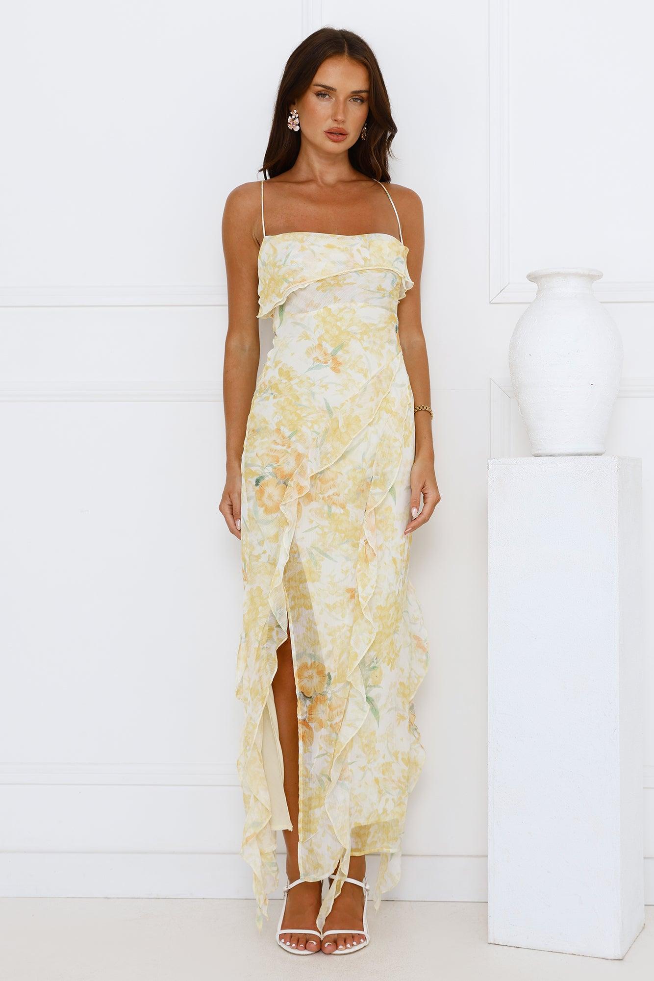 Lush Reverie Midi Dress Yellow Product Image