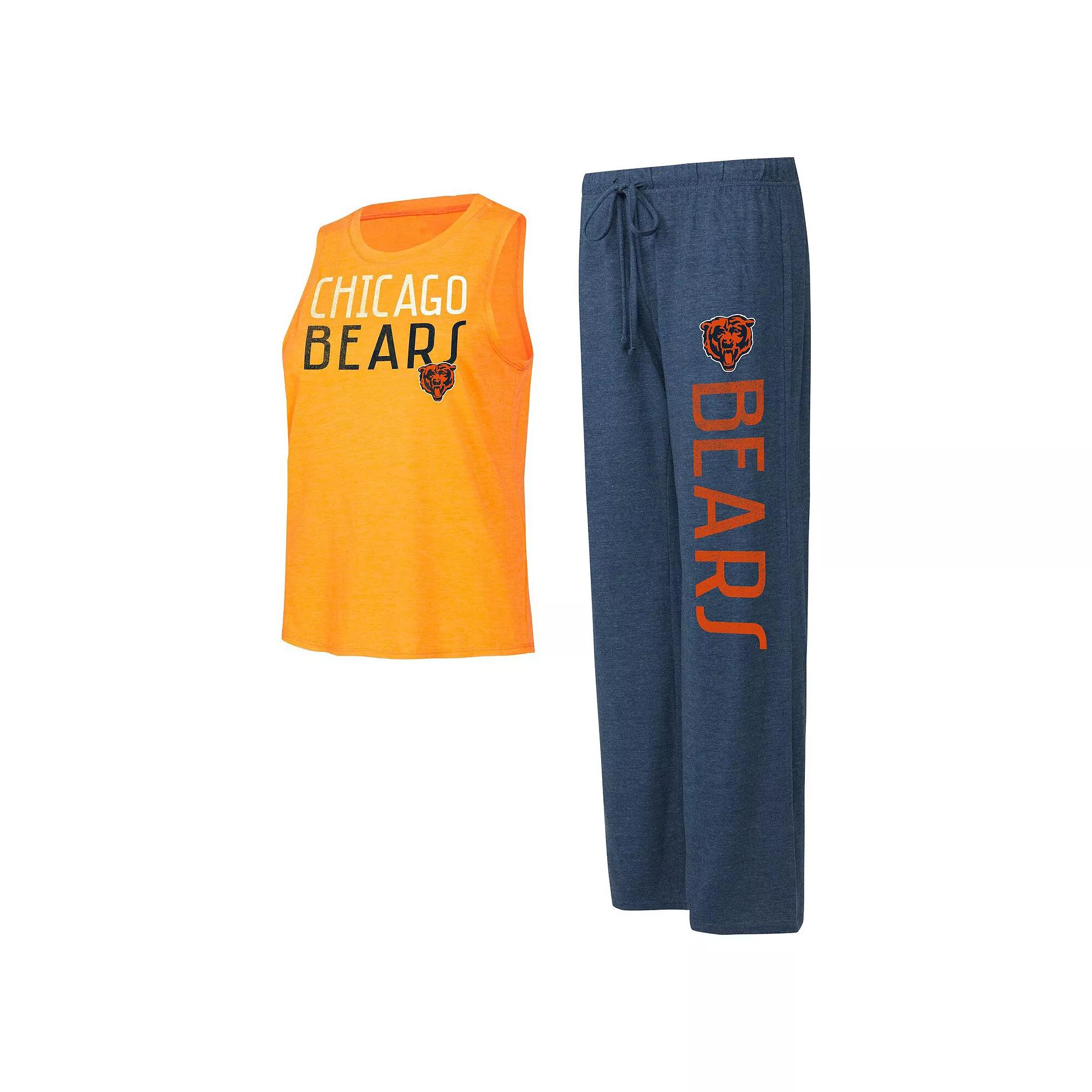 Womens Concepts Sport /Orange Chicago Bears Muscle Tank Top & Pants Lounge Set Blue Product Image