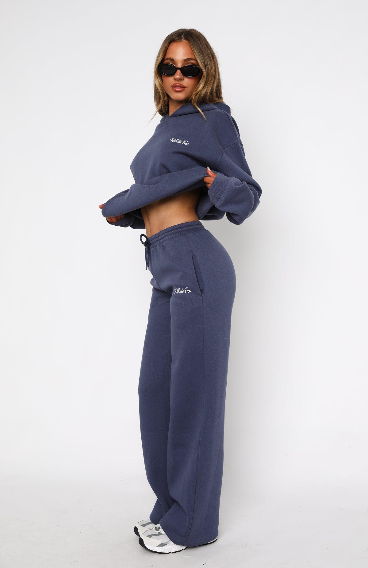 Match Your Words Wide Leg Sweatpants Navy Product Image