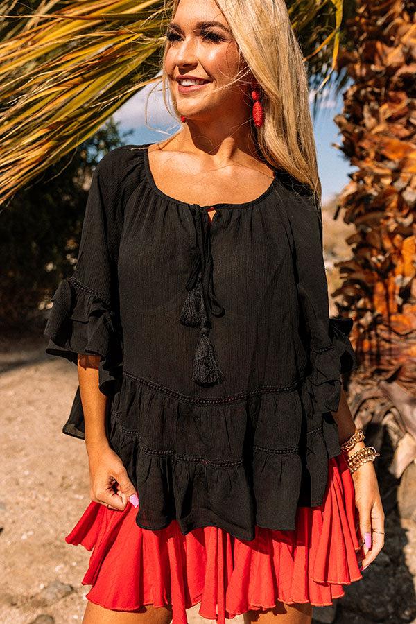 Moonlit Cabana Shift Top In Black Product Image