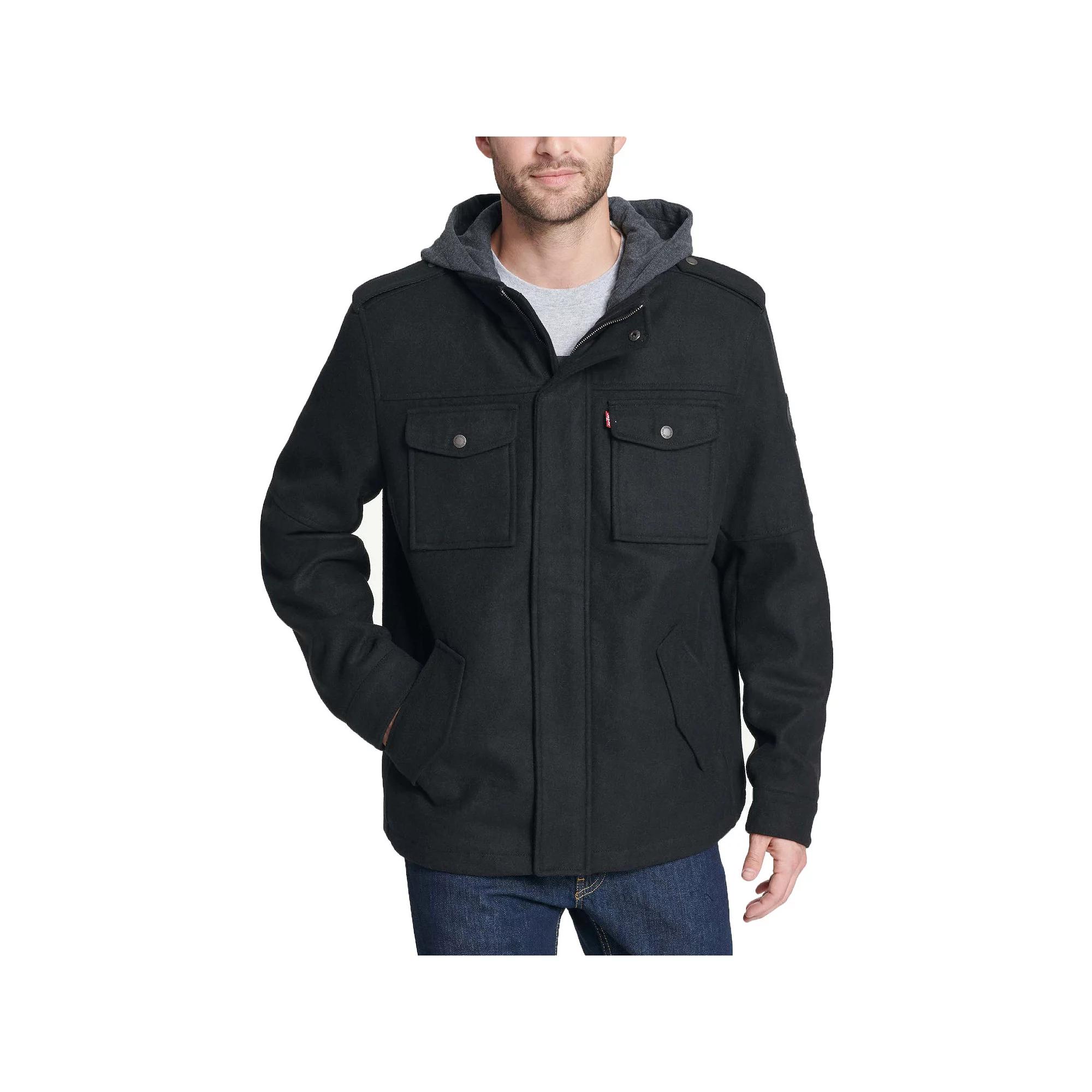 Men's Levi's® Wool Blend Hooded Jacket, Size: Large, Black Product Image