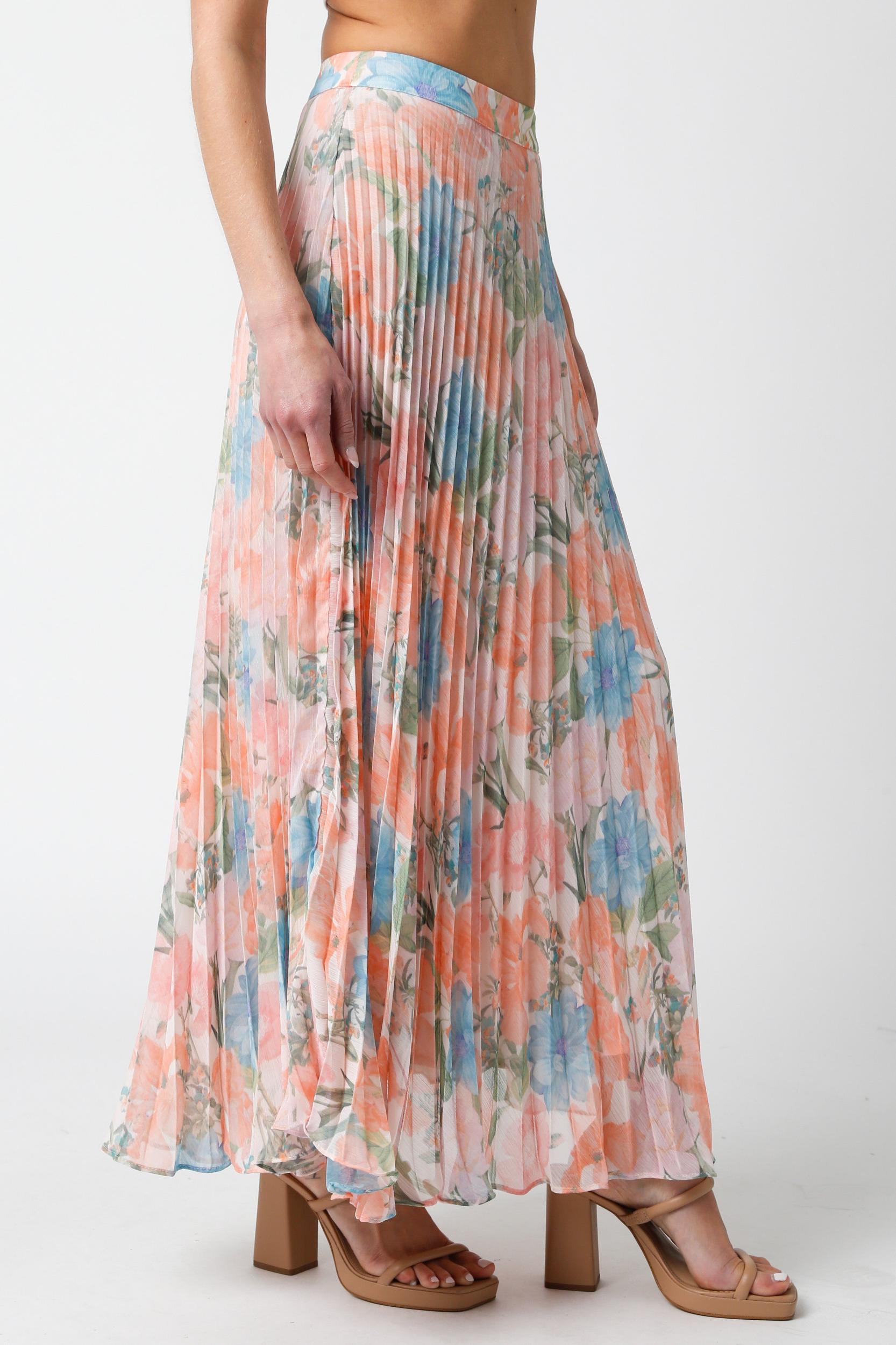 FINAL SALE Kiera Floral Pleated Maxi Skirt Product Image