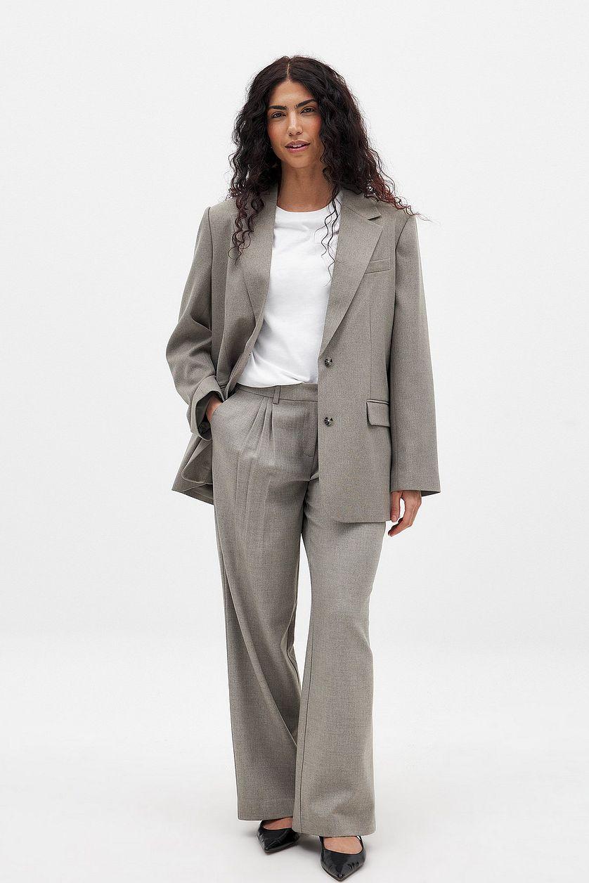 Wide Mid Waist Suit Pants Product Image