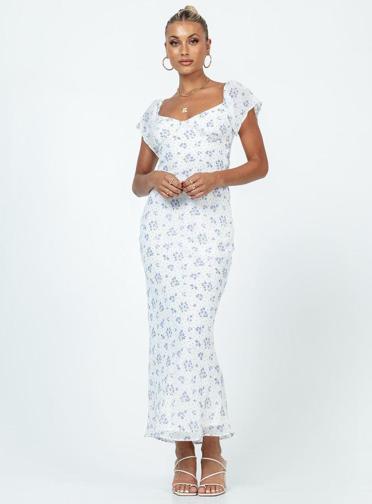 Hera Maxi Dress White Floral Product Image
