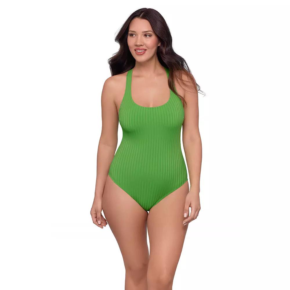 Women’s S3 Swim Sculpting Ribbed Scoopneck Crossback One Piece Swimsuit, Women's,  Product Image