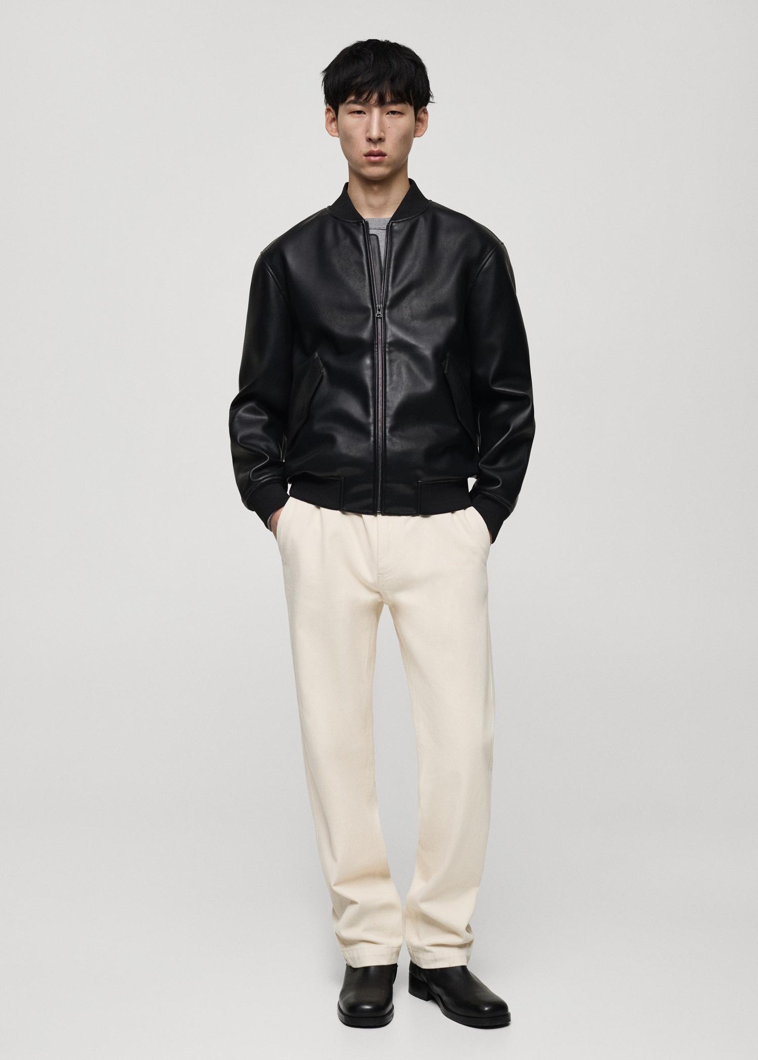 Leather-effect bomber jacket - Men | MANGO USA Product Image