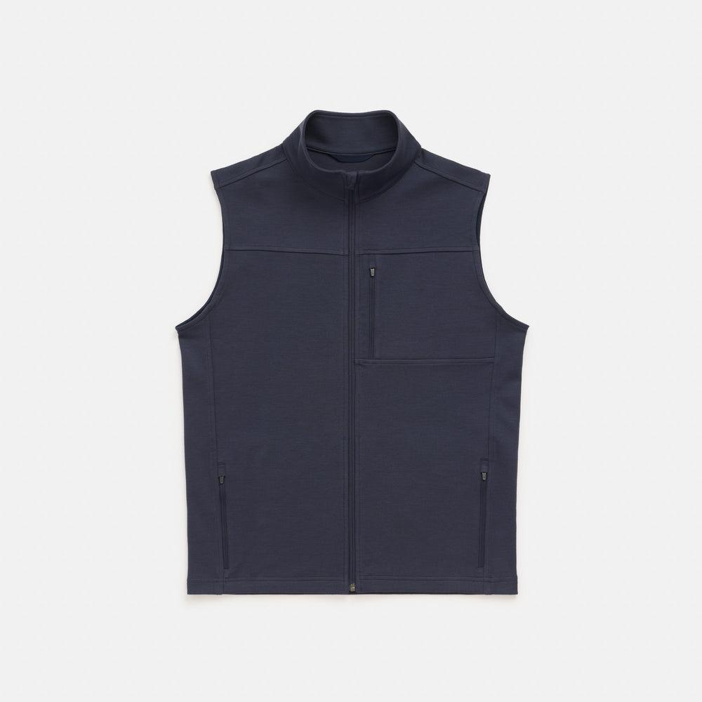 Merino Wool Full-Zip Ponte Vest | Black Marl Product Image