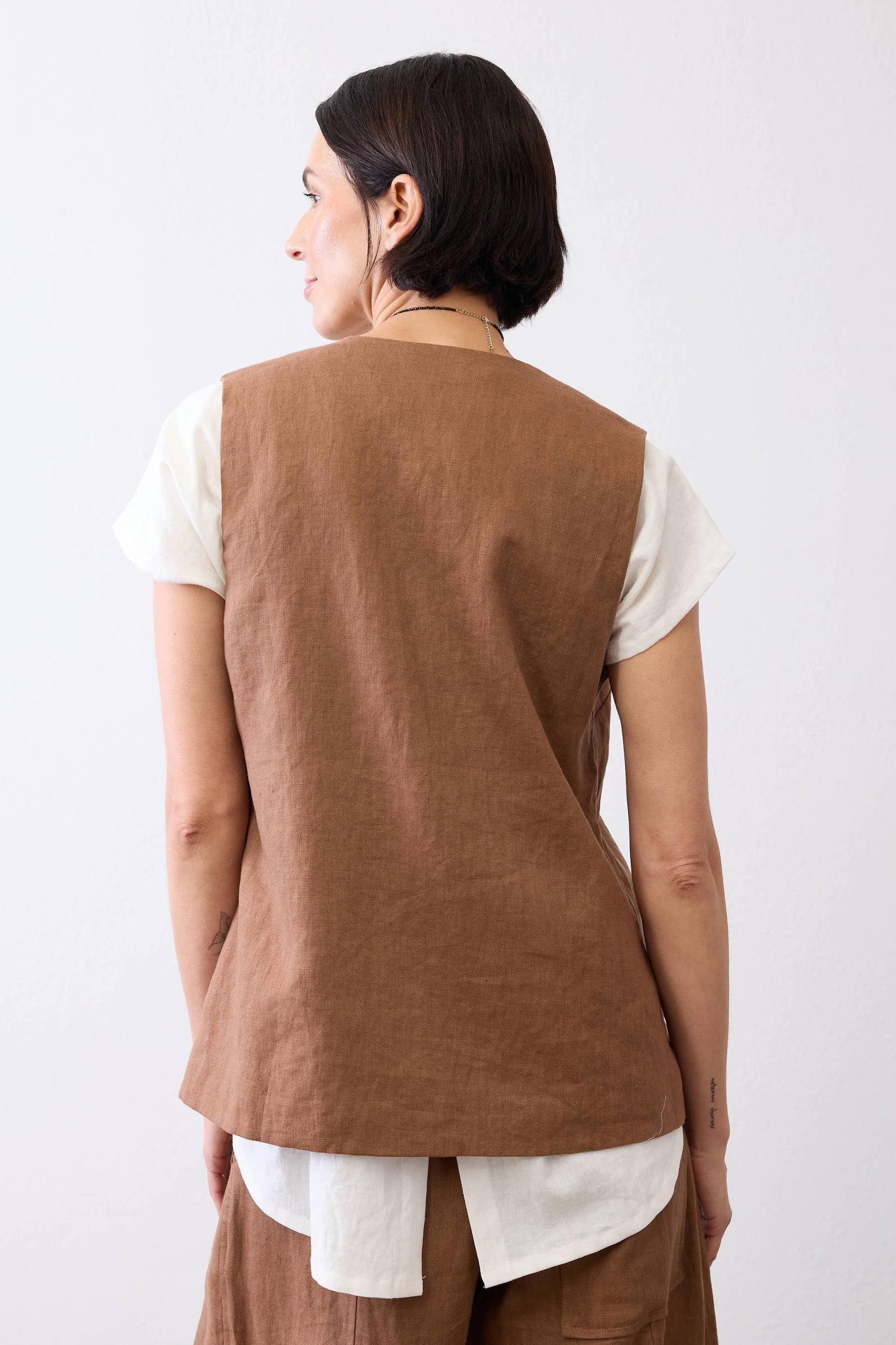 The Linen Button Vest Product Image