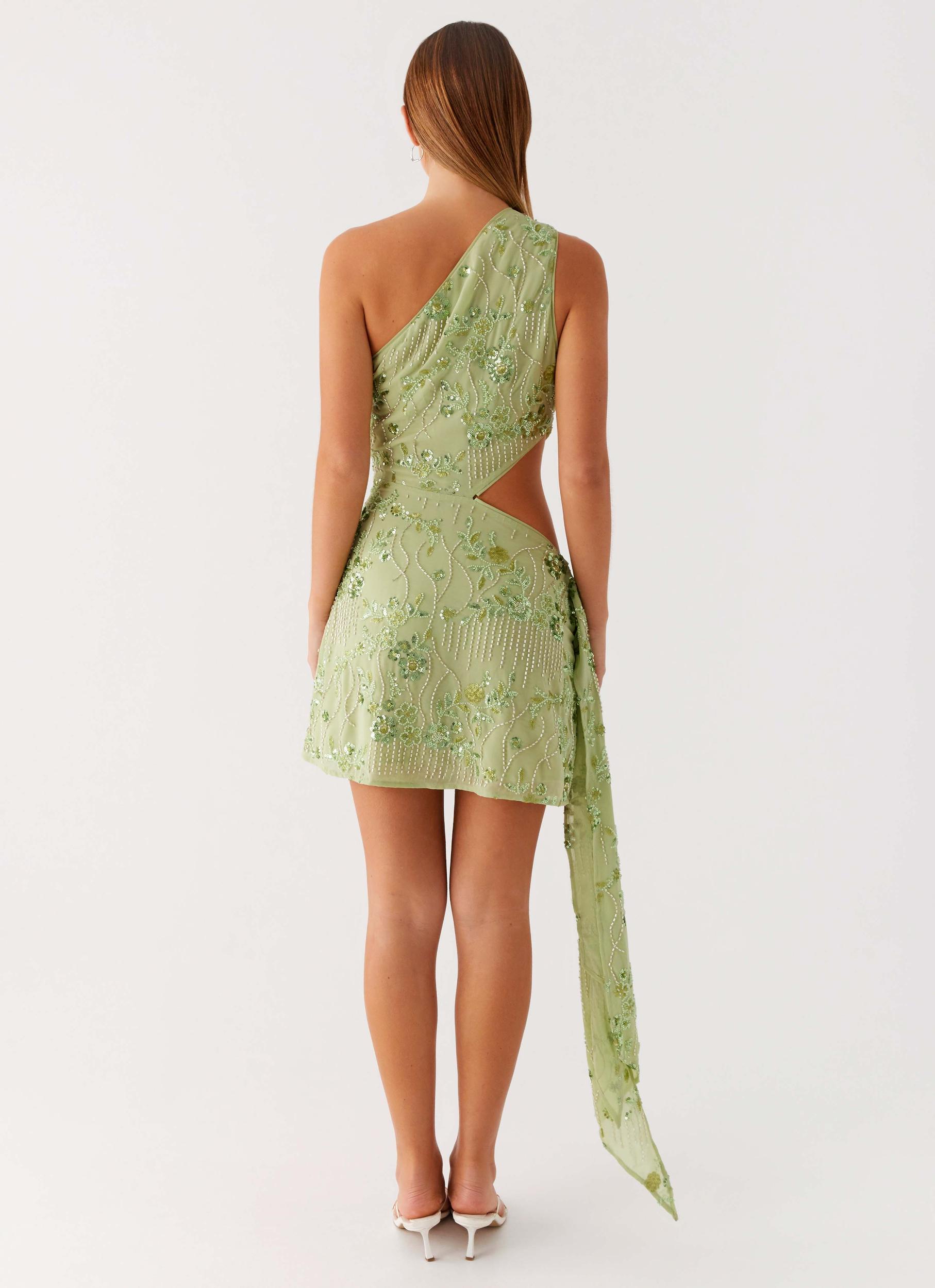 Juelz Beaded Mini Dress - Lime Product Image
