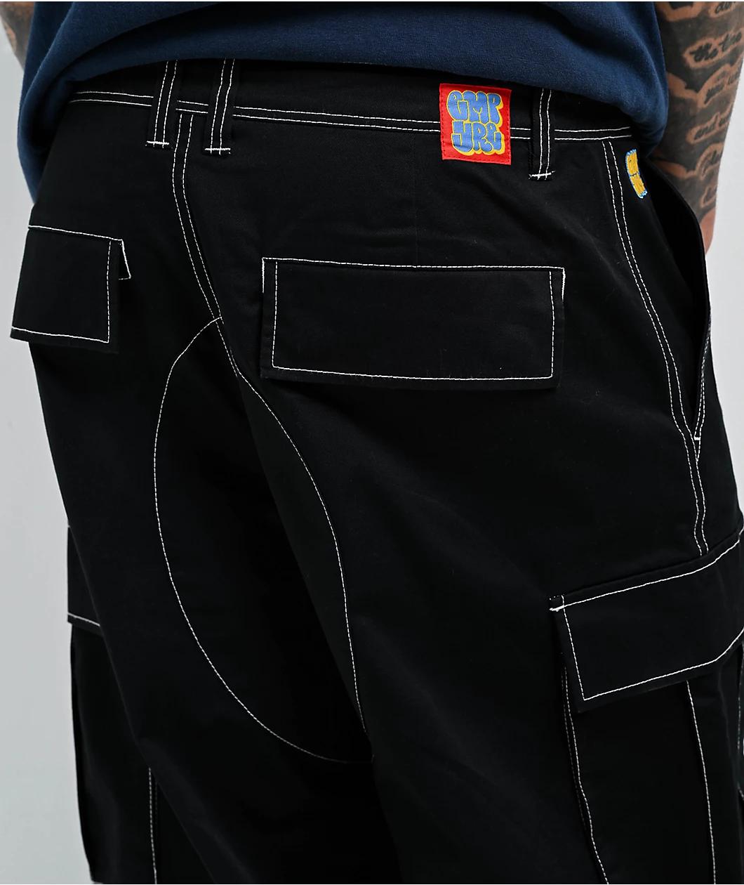 Empyre Ultra Loose Embroidered Cell Phone Black Cargo Pants Product Image