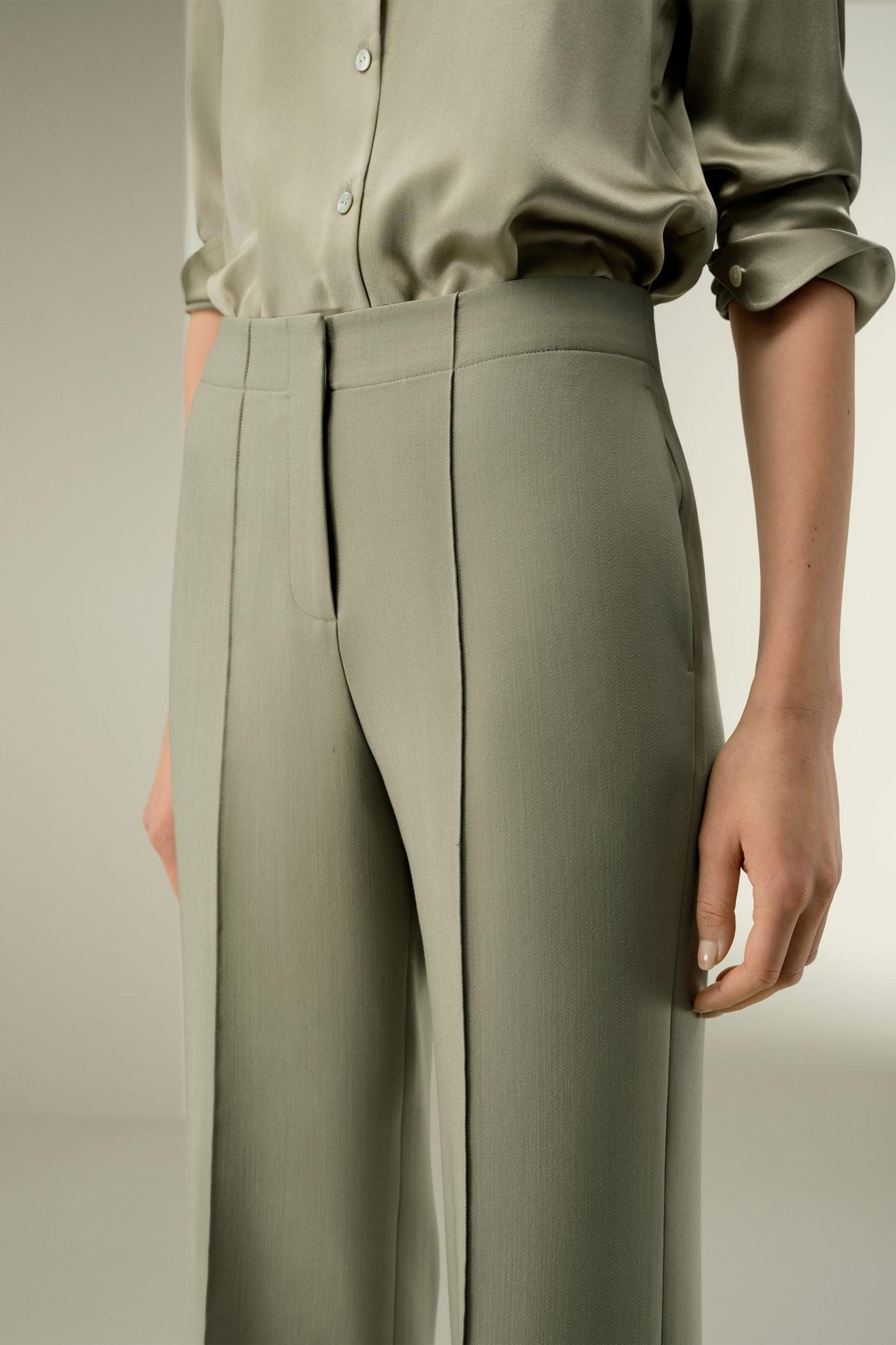Silk-Wool Twill Flare Pants Product Image