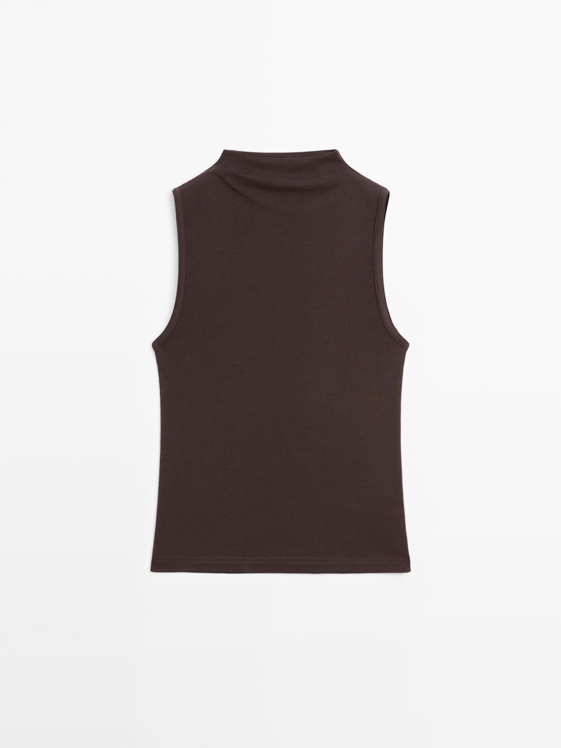 100% cotton funnel neck top Product Image