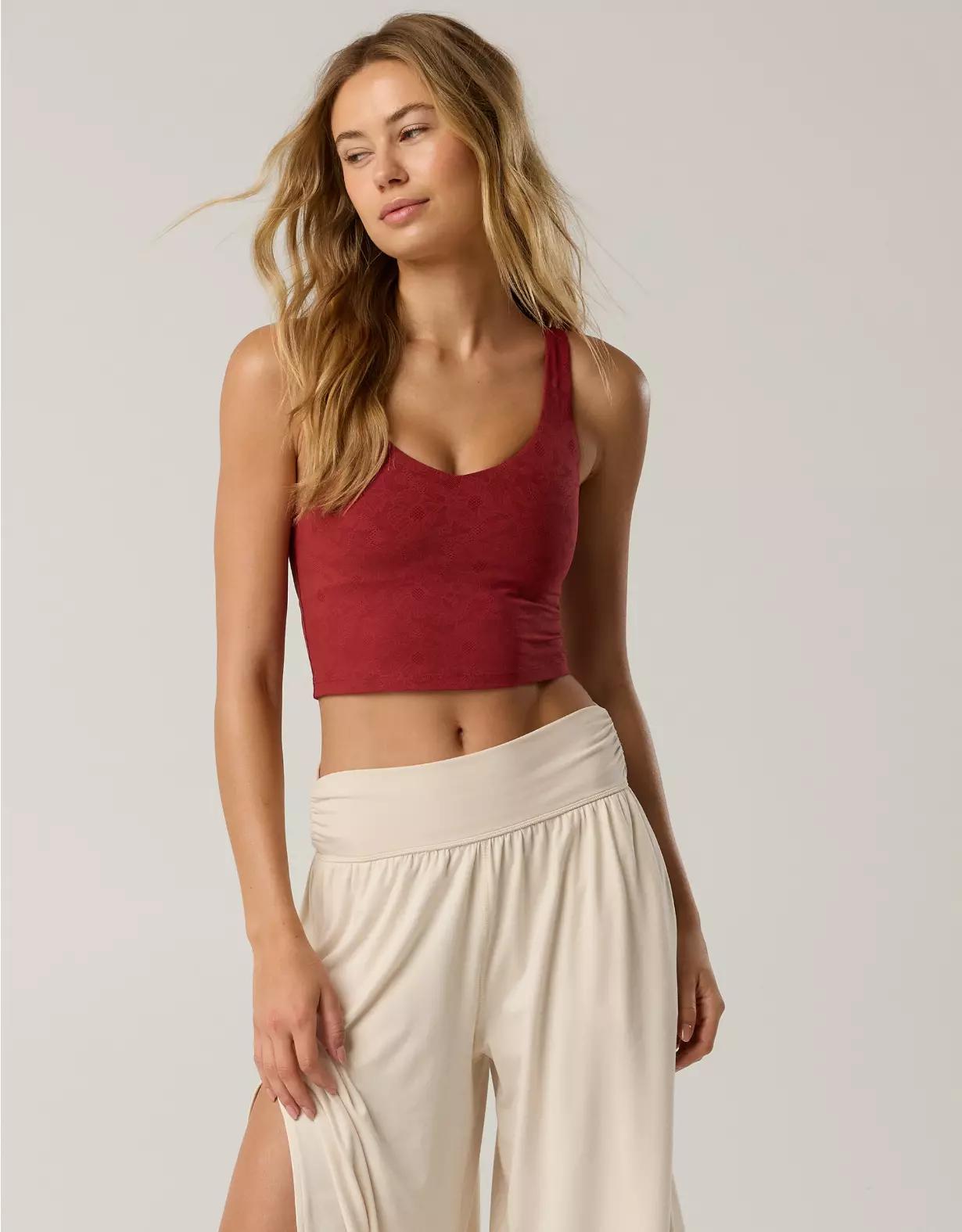 OFFLINE By Aerie Lace Low Key Longline Sports Bra Product Image
