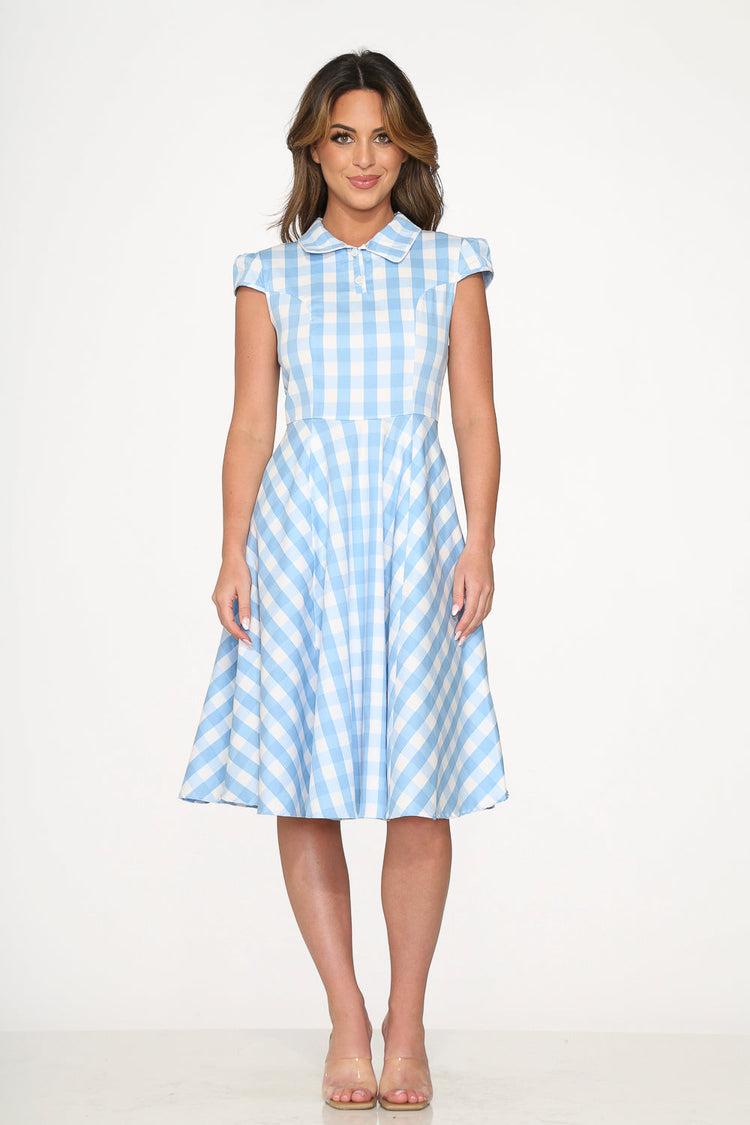 Blue Checkmate Swing Dress Product Image