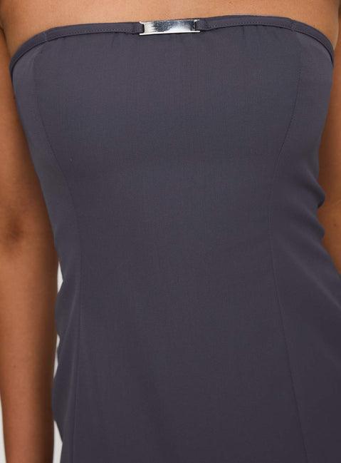 Twin Flame Strapless Mini Dress Slate Grey Product Image