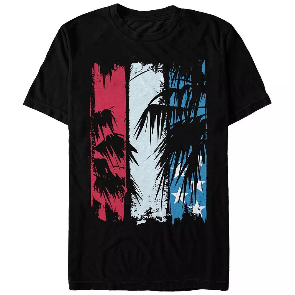 Big & Tall USA Flag Palm Trees Silhouettes Graphic Tee, Men's, Size: Medium Tall, Black Product Image