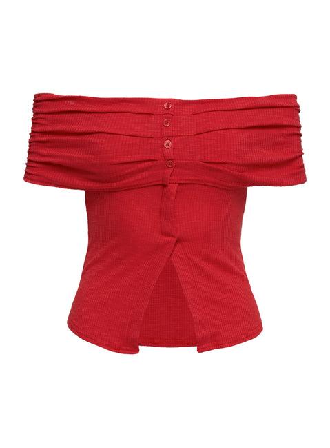 Azusa Off The Shoulder Top Red Product Image