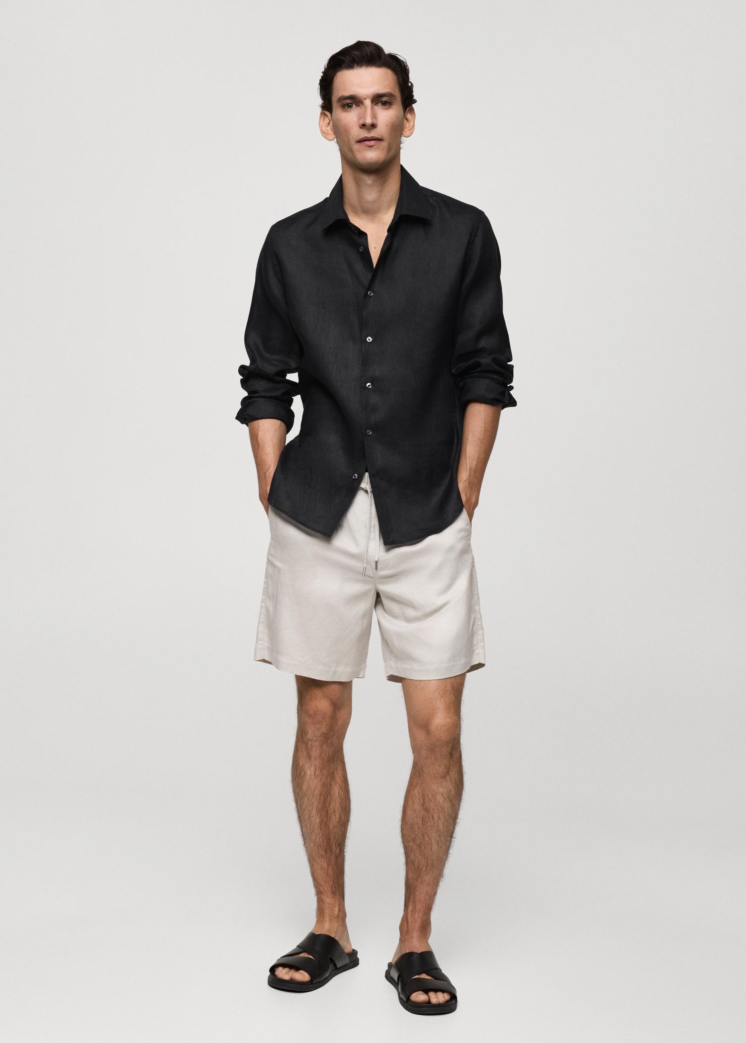 Regular-fit 100% linen shirt - Men | MANGO USA Product Image