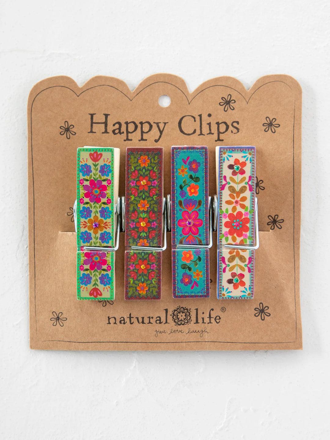 Happy Clips, Set of 4 - Multicolored Floral Product Image