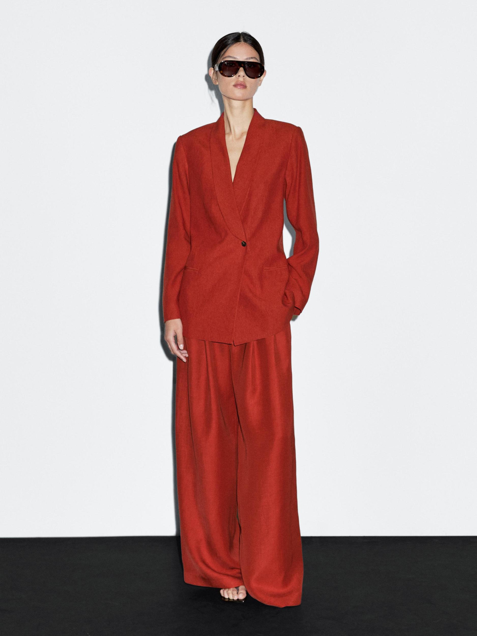 Linen blend shawl collar blazer Product Image