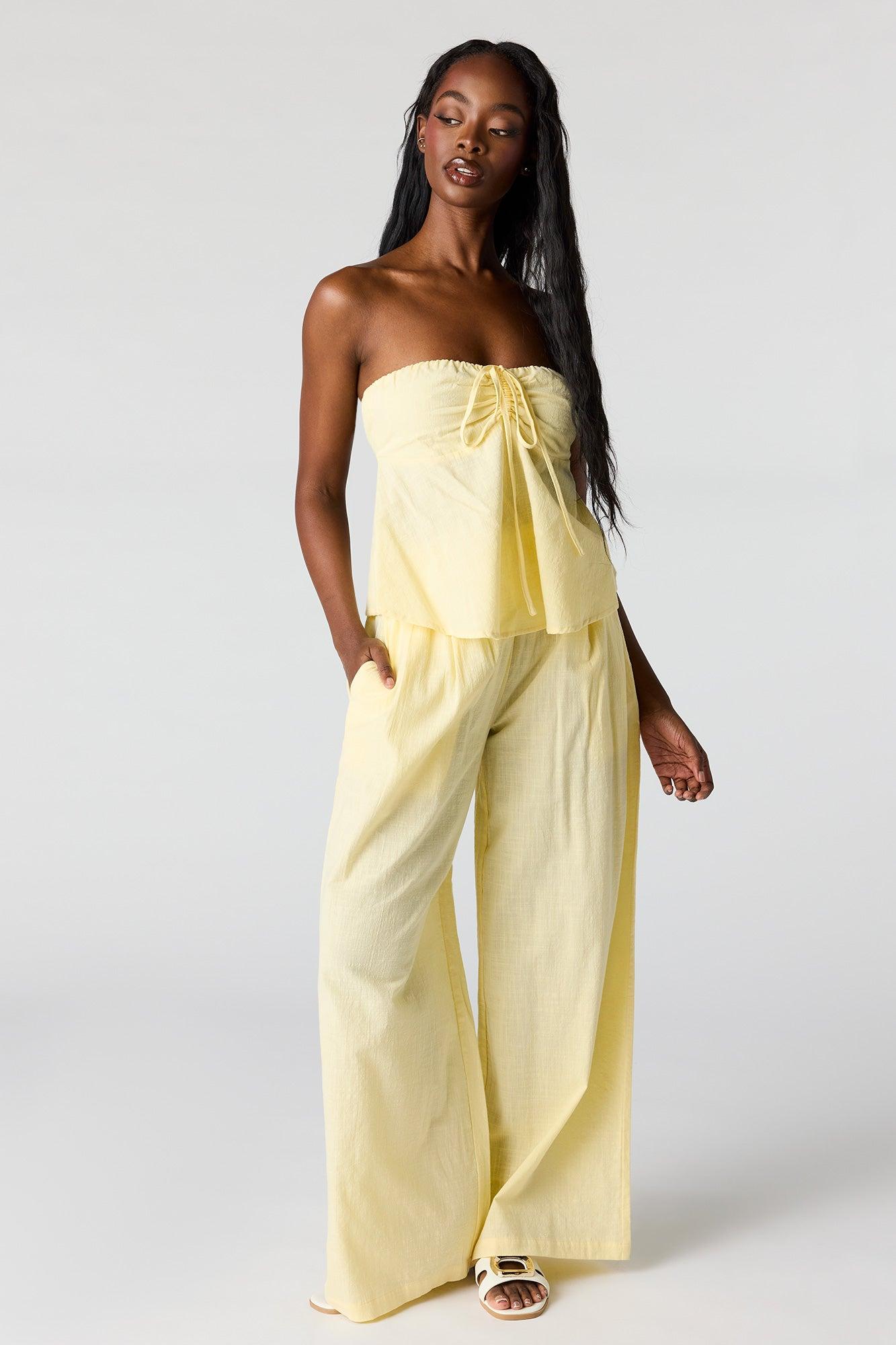 Smocked Waist Wide Leg Pant Female Product Image