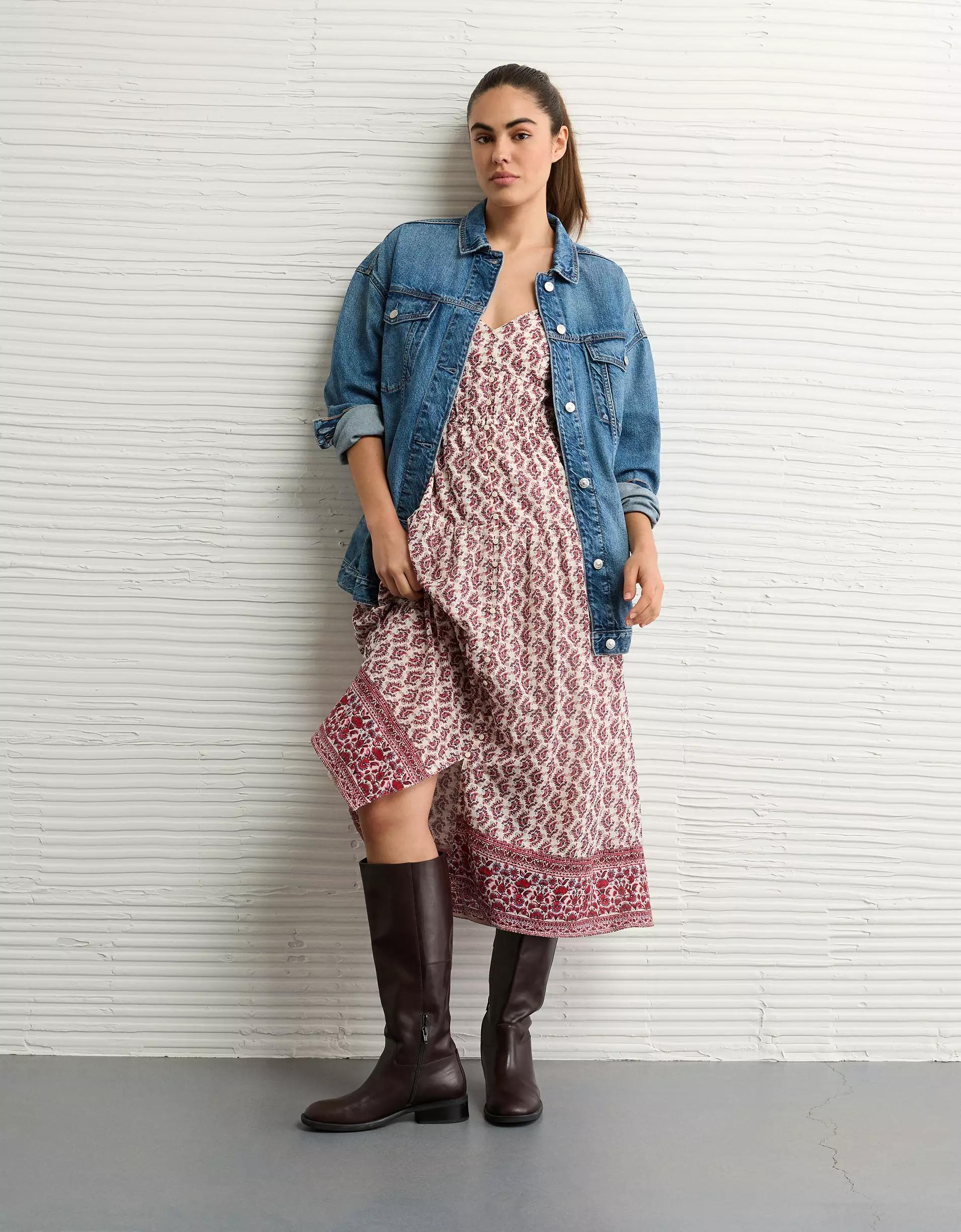 AE V-Neck Side Tie Midi Dress Product Image