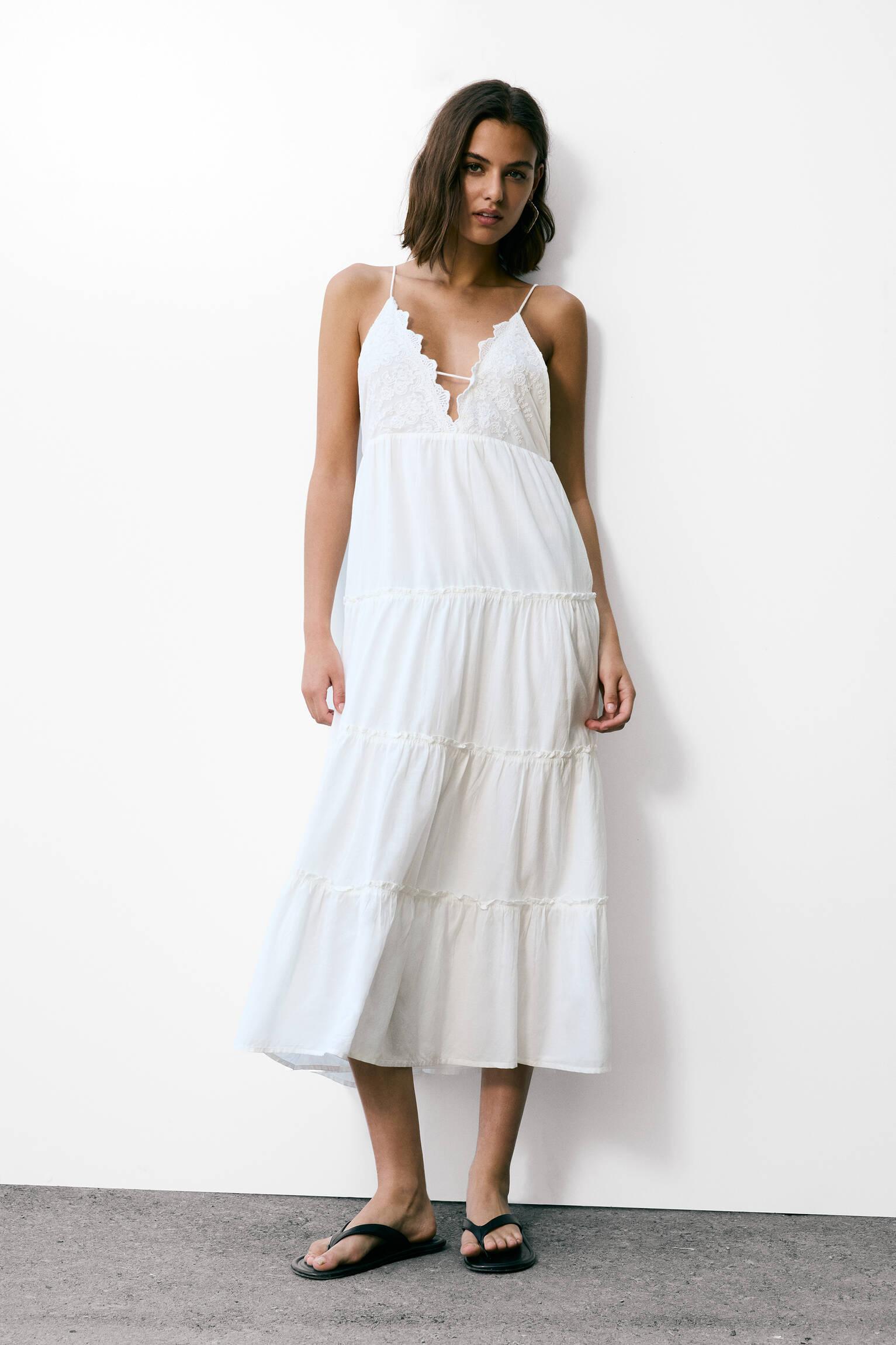 Embroidered strap midi dress Product Image