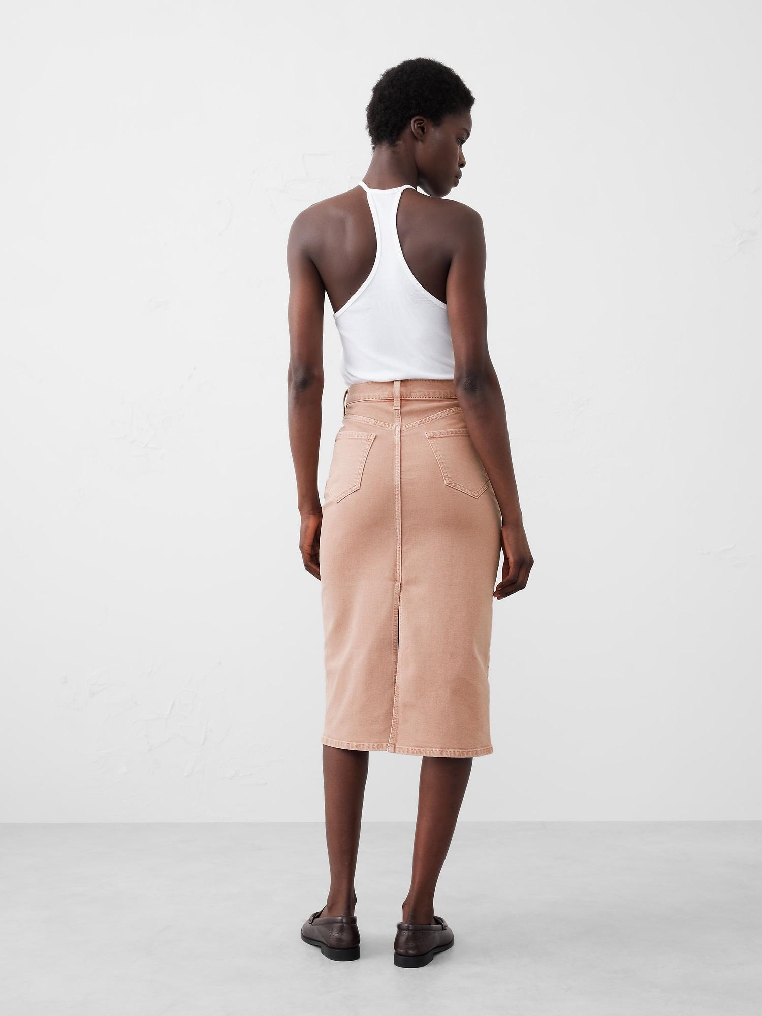 Denim Midi Pencil Skirt Product Image