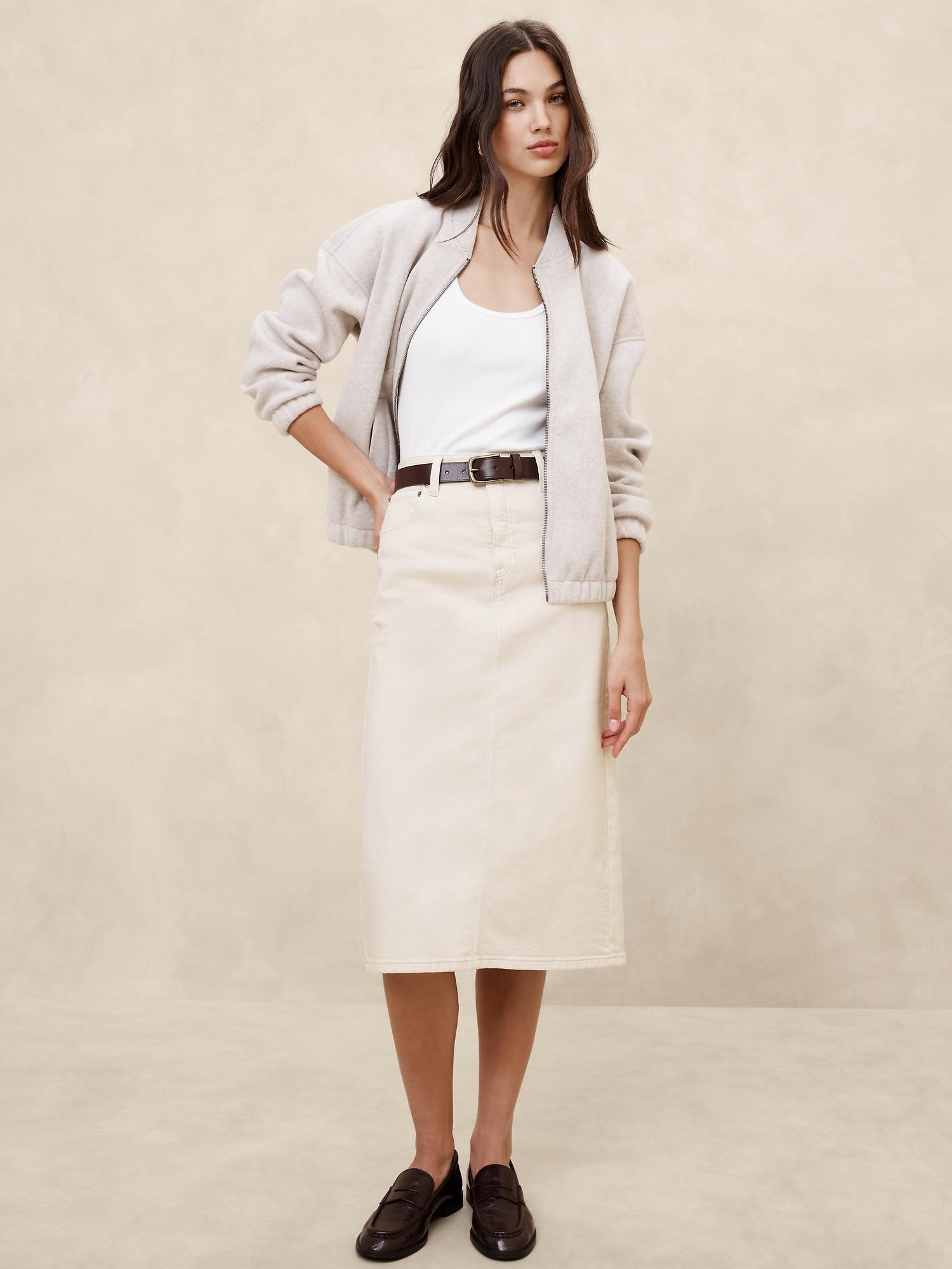 Denim Midi Pencil Skirt Product Image