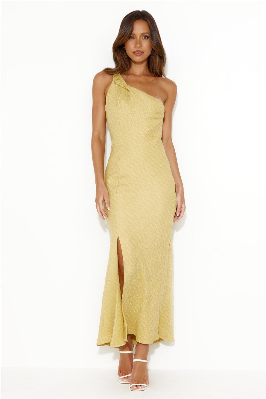 Style Inspo One Shoulder Midi Dress Yellow Product Image