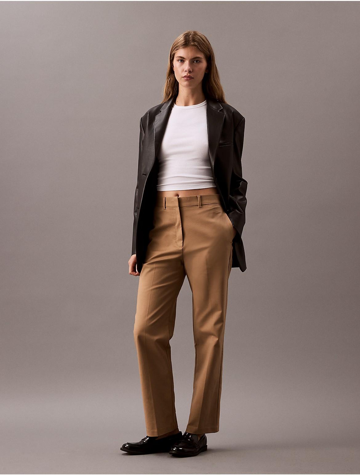 Calvin Klein Womens Cotton Stretch Straight Fit Chino Pants - Brown - 0 Product Image