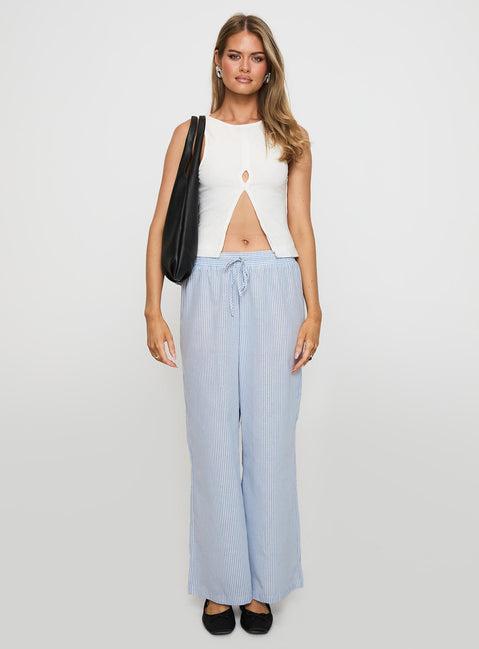 Holiday Tie Front Pant Blue/ White Stripe Product Image